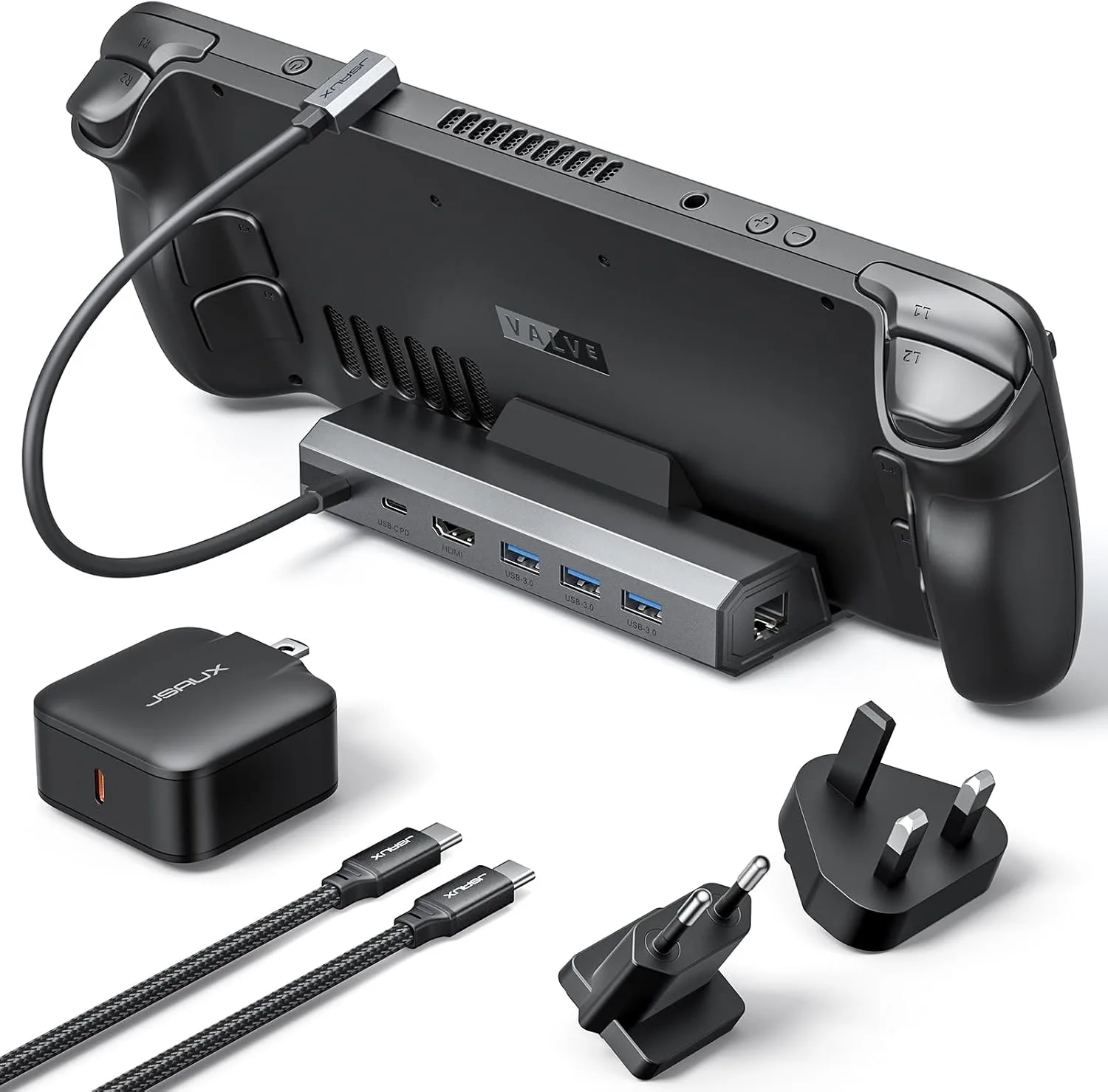 JSAUX 6-in-1 Docking Station & 65W Charger for Steam Deck/ROG Ally X-HB0603