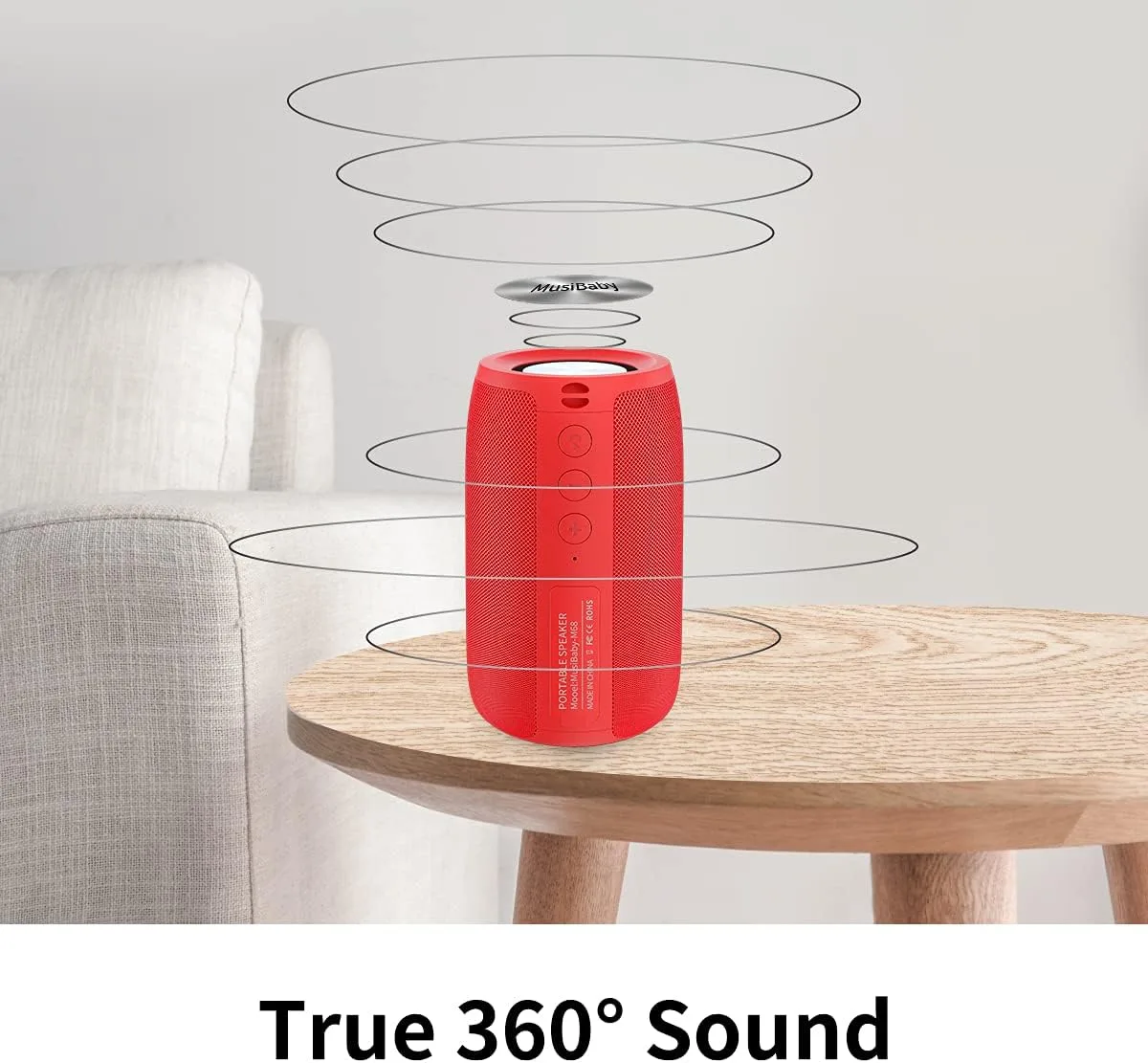 Musibaby M68 Small Rechargeable Speaker, Dual Pairing, Red