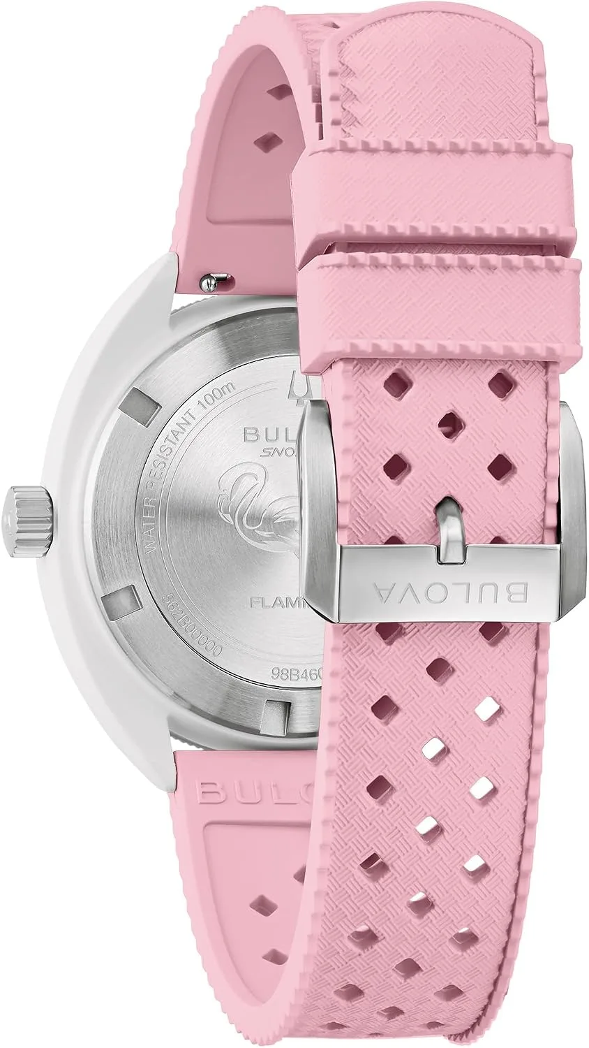 Bulova Oceanographer Snorkel Amazon Exclusive Ceramic Case and White Perforated Rubber Strap Watch, Day Date 100M WR