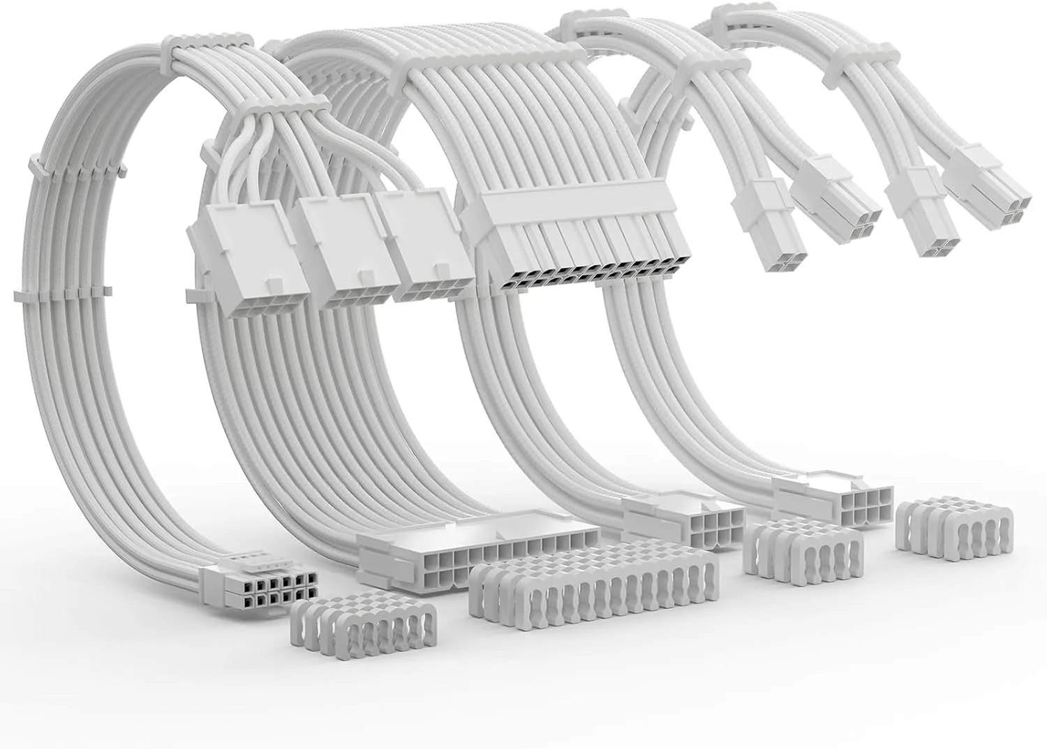 AsiaHorse 12VHPWR Cable Extension Kit, 16AWG Pcie 5.0 PSU Cable Extension Kit Soft Braided Power Supply Cable Extension, 24pin ATX /4+4pin EPS /12+4pin 30CM Length with Cable Combs