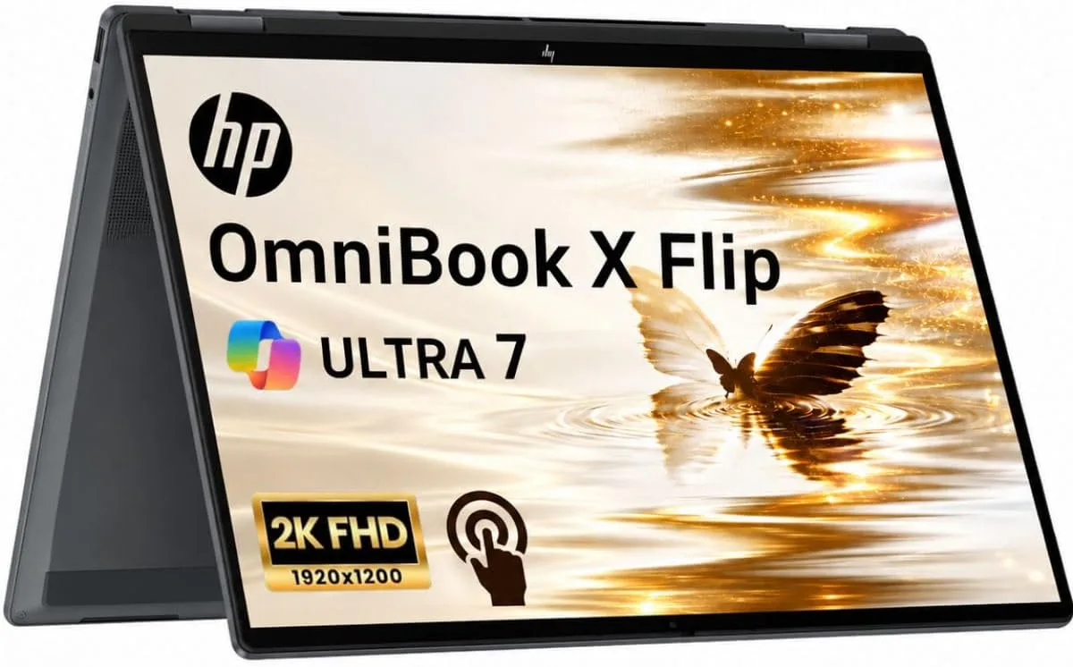 HP OmniBook X Flip 16" 2-in-1 Laptop, Intel Core Ultra 7 256V, 2K IPS Touchscreen, 16GB LPDDR5X, 1TB SSD, Intel Arc 140V, Thunderbolt 4, Windows 11, Premium AI PC for Business Professionals