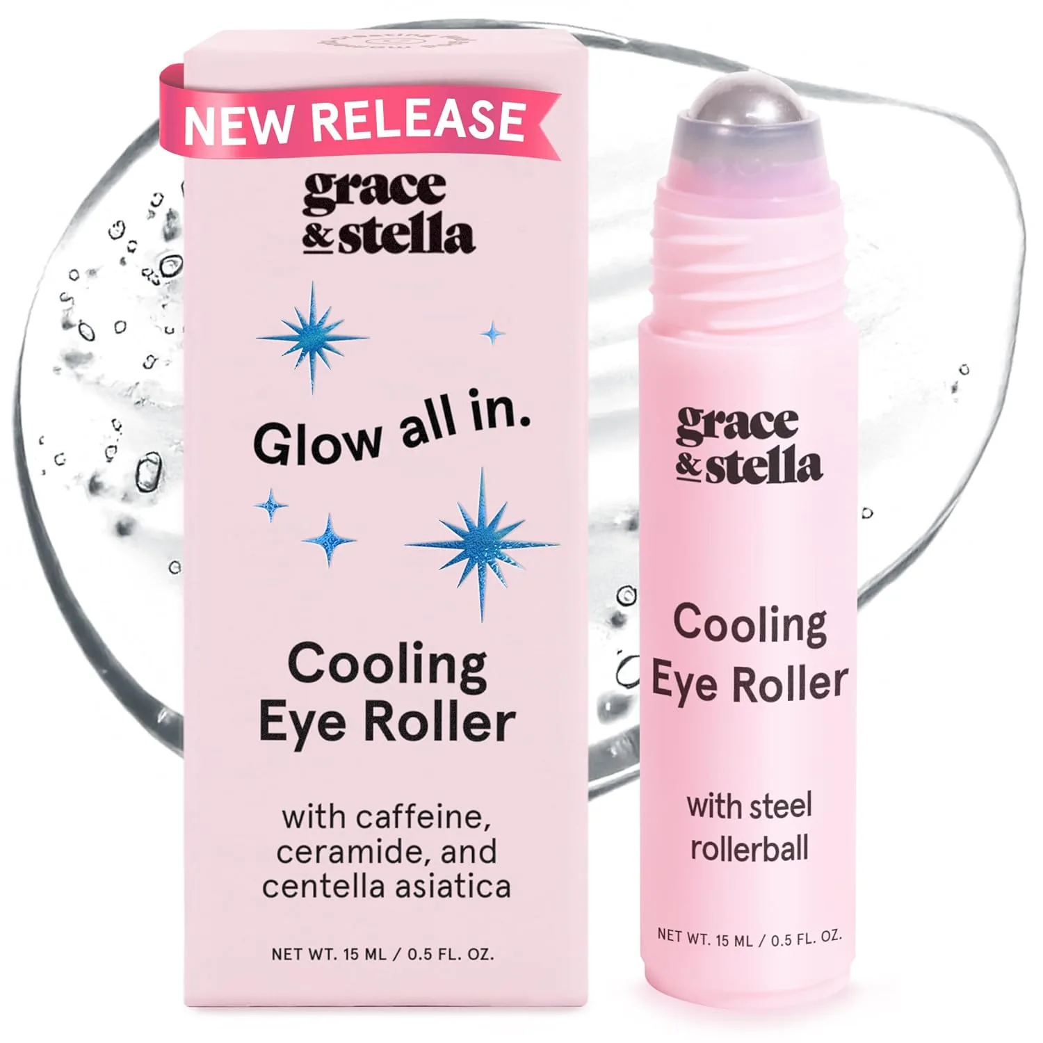 Serum para Contorno de Ojos Grace & Stella con Roller y Bola Metálica Refrescante 15ml