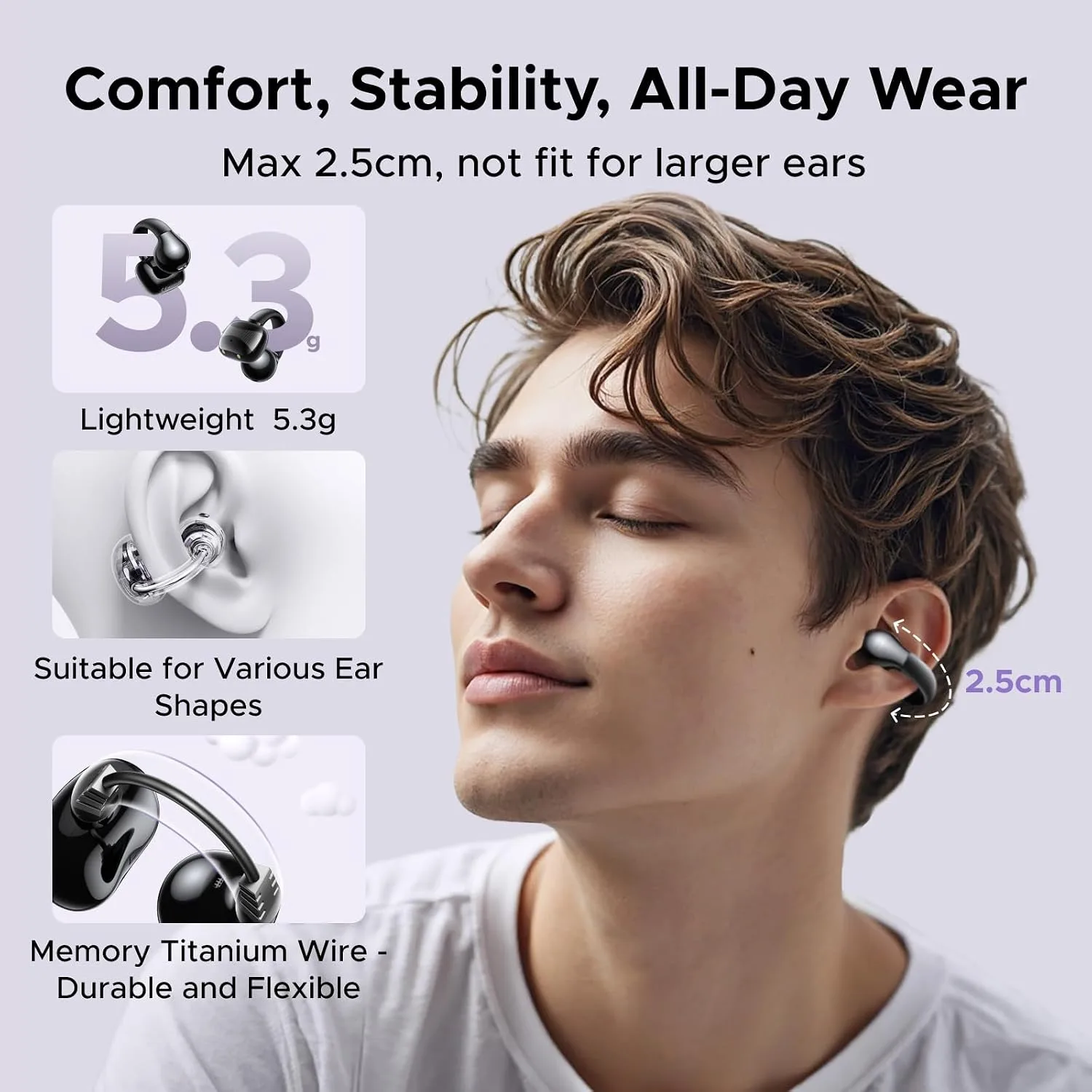 UGREEN HiTune S3 Open Ear Earbuds, Bluetooth 5.4, Clip on Earbuds, Black