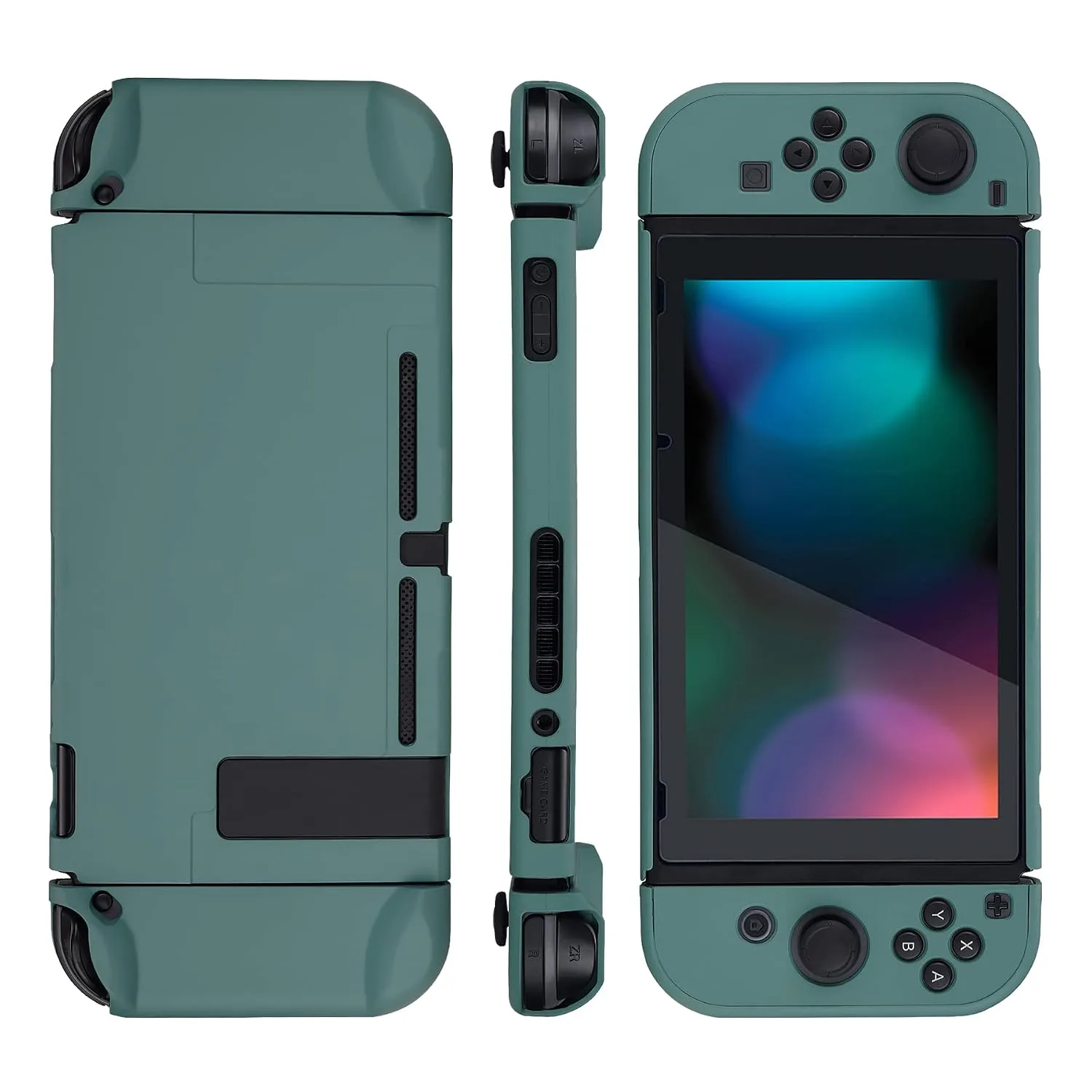 eXtremeRate PlayVital Back Cover for Nintendo Switch Console, Separable Protector Hard Shell for NS Joycon,Dockable Protective Case for Nintendo Switch - Hunter Green (NOT for Switch 2)