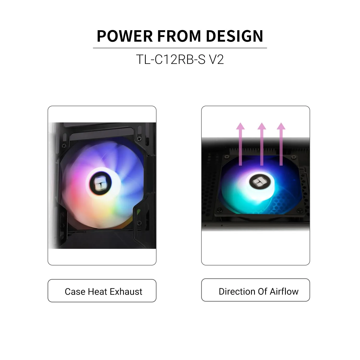 Thermalright TL-C12RB-S V2 CPU Fan 120mm ARGB Case Cooler Fan, 4pin PWM Connector Silent Computer Reverse Fan with S-FDB Bearing Included,up to 1500RPM Cooling Fan(Black ARGB)