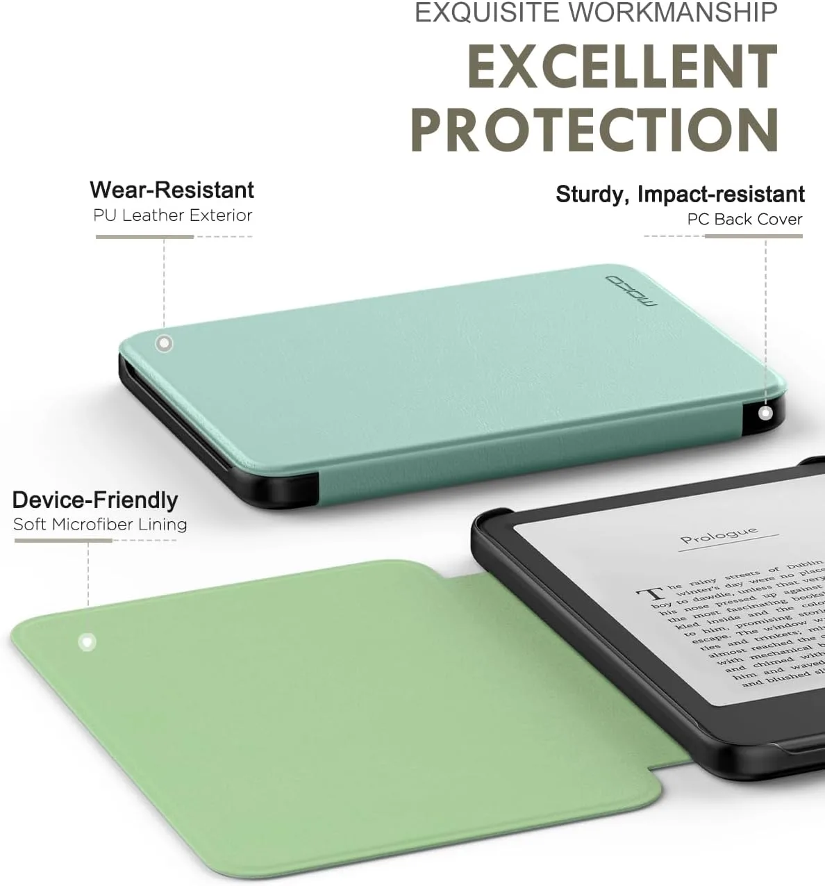 MoKo Case for 6" Amazon Kindle Basic 12th Gen 2026, Agave Green