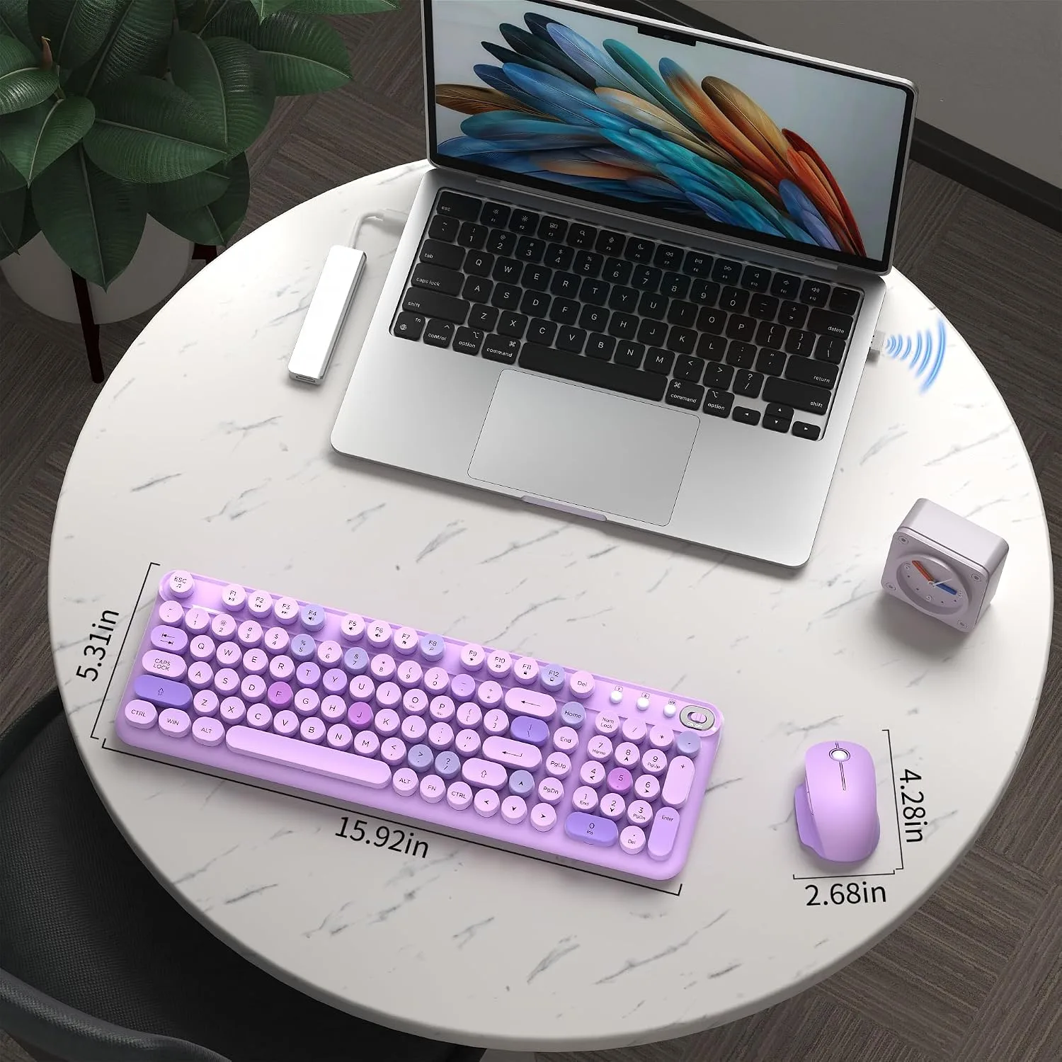Colorful Wireless Keyboard and Mouse Combo (Purple Colorful)