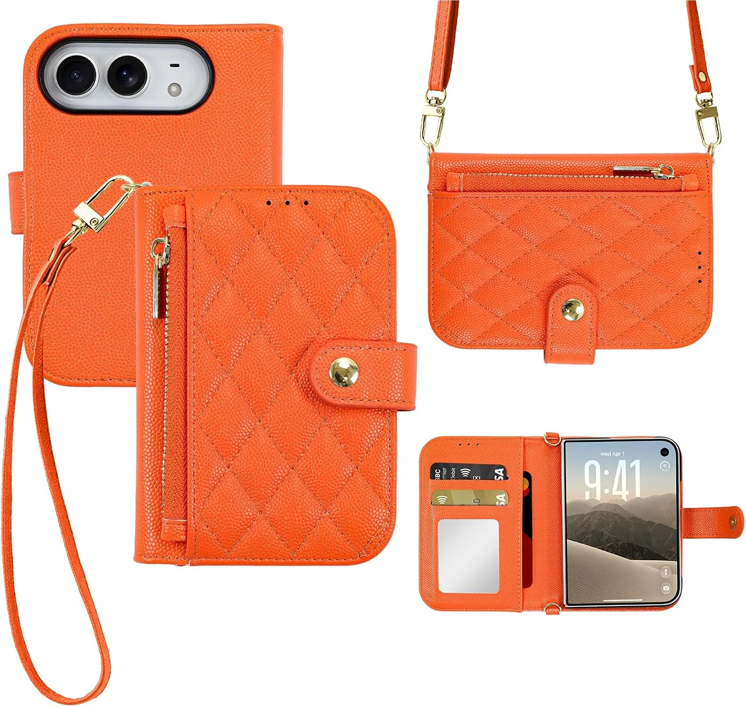 Funda billetera para iPhone Aidvaia Duo Naranja