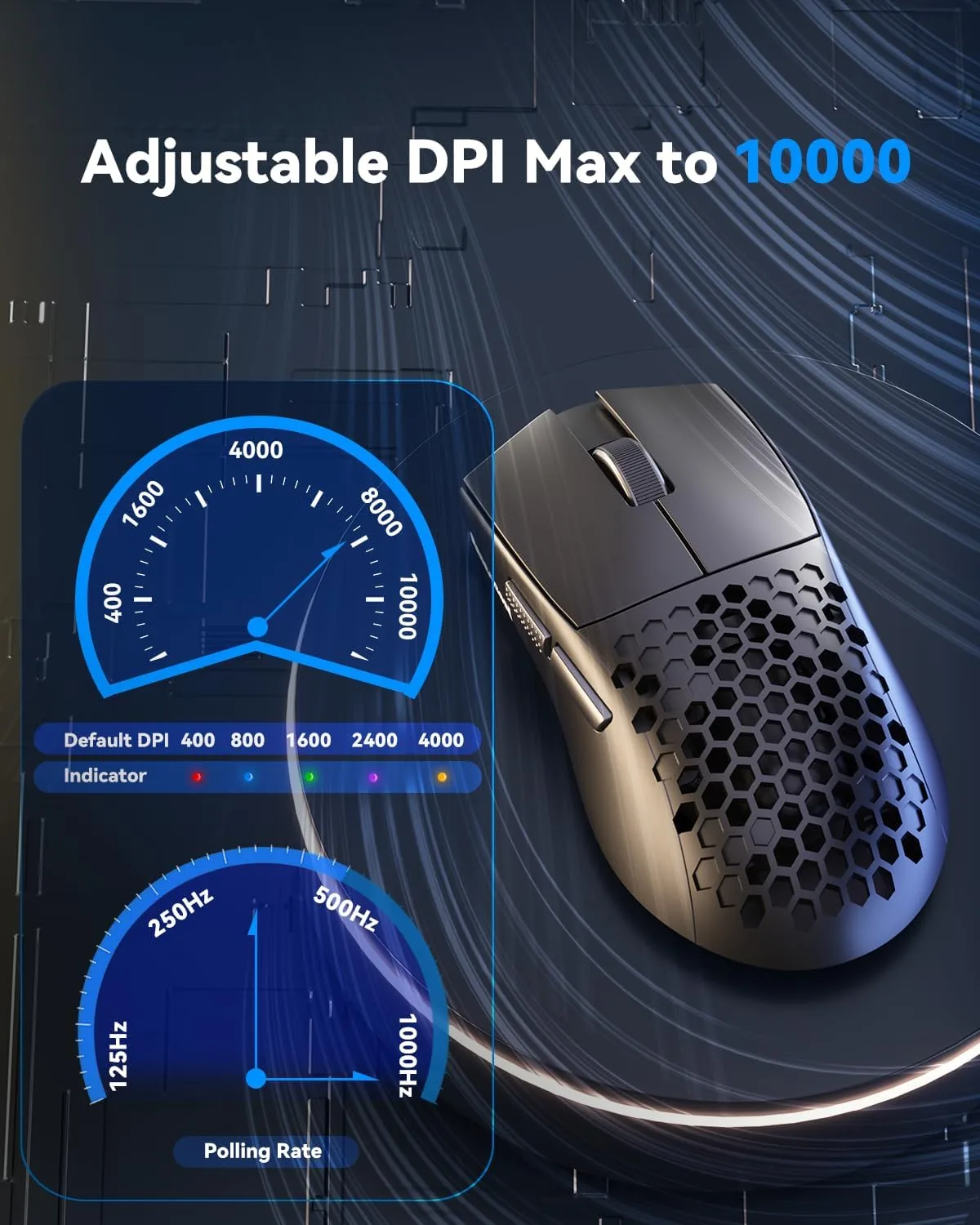 Redragon M617 Ultralight Honeycomb Shell Wired Gaming Mouse, 41g, 10,000 DPI, 6 Programmable Buttons, Drag-Free Paracord, Type-C Gamer Mouse with 2 Side Buttons for PC/Mac/Laptop, Black