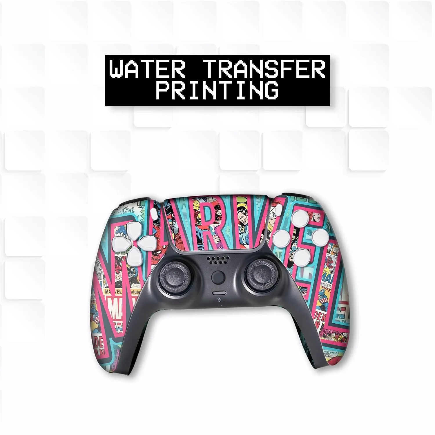 Marrvel Custom PS-5 Controller Wireless compatible with Play-Station 5 Console by BCB Controllers | Proudly Customized in USA with Permanent HYDRO-DIP Printing (NOT JUST A SKIN) 1