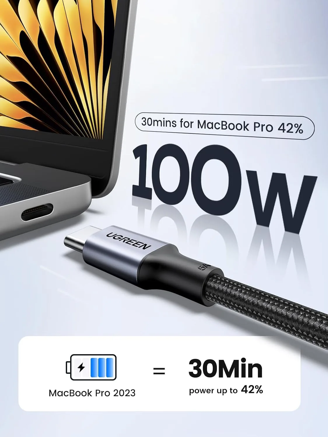 UGREEN 100W USB C to USB C Cable, Fast Charging, 4-Pack, 1.6ft, Black