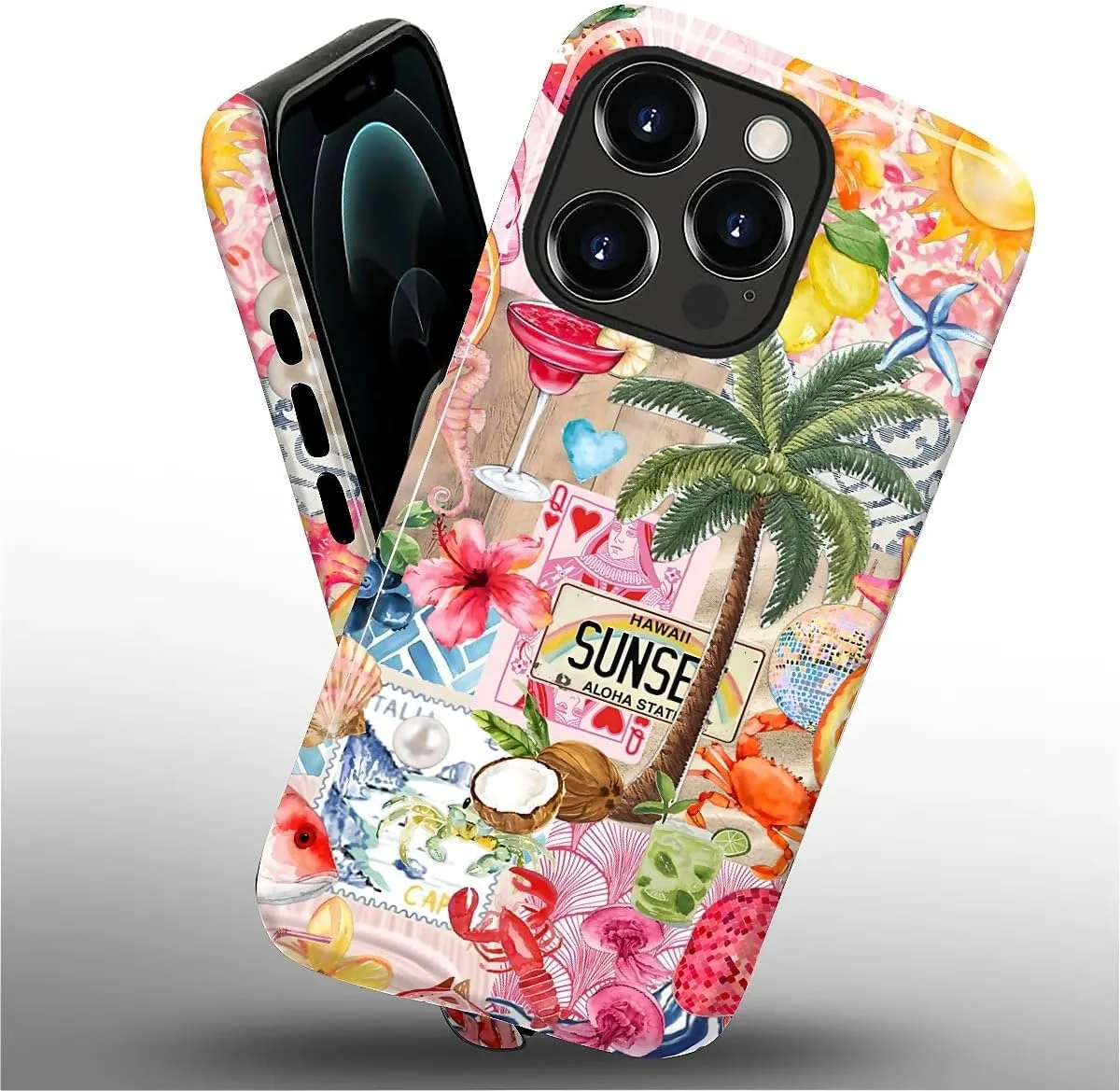 DAIZAG Case for iPhone 12 Pro Max,Mixed 2 Layer Design Shockproof Soft TPU Ddouble Protection Phone Case for iPhone 12 Pro Max-Aesthetic Summer Beach