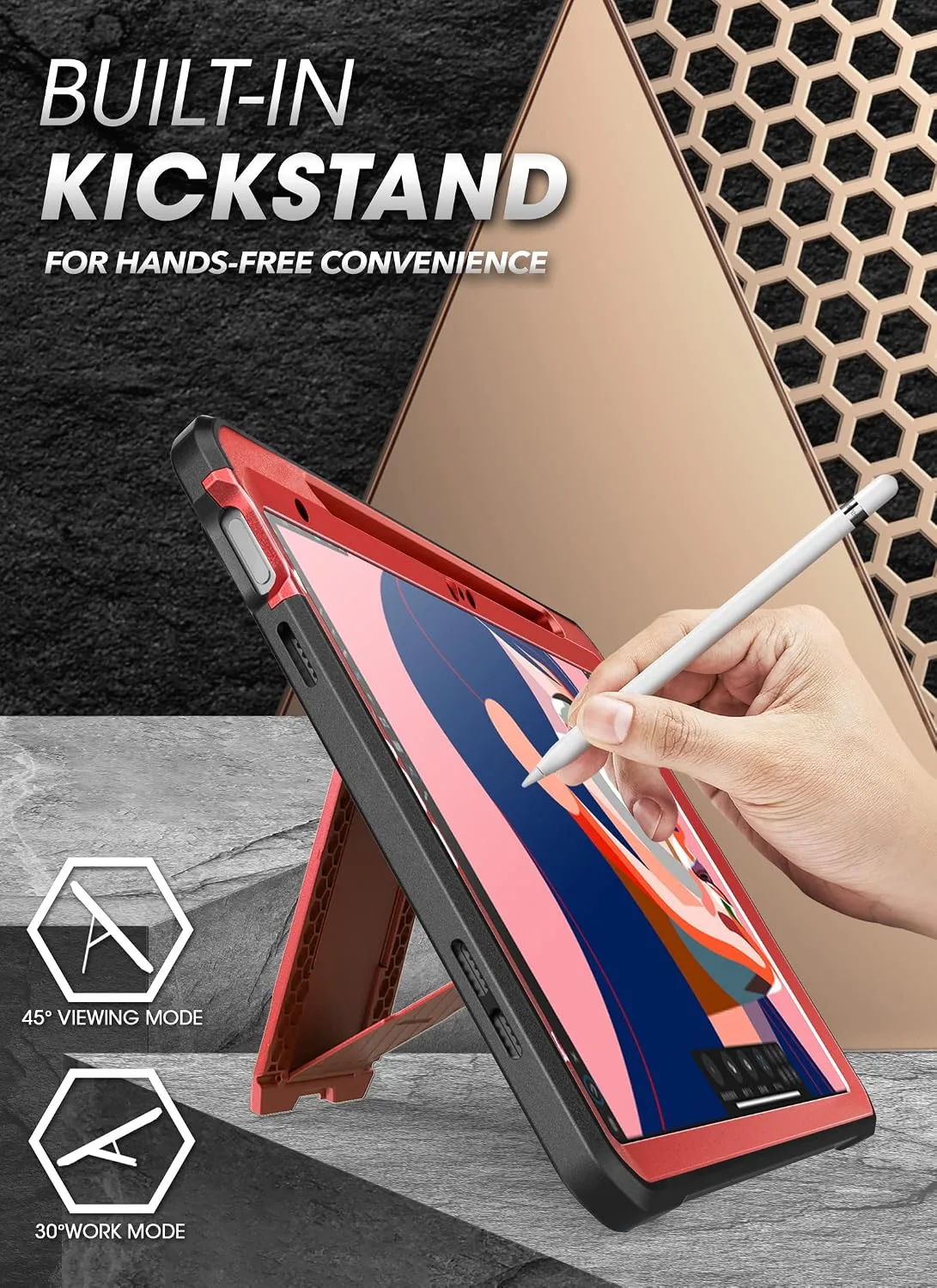 SUPCASE for iPad 11th Gen A16 11" 2025 Case with Screen Protector, Red