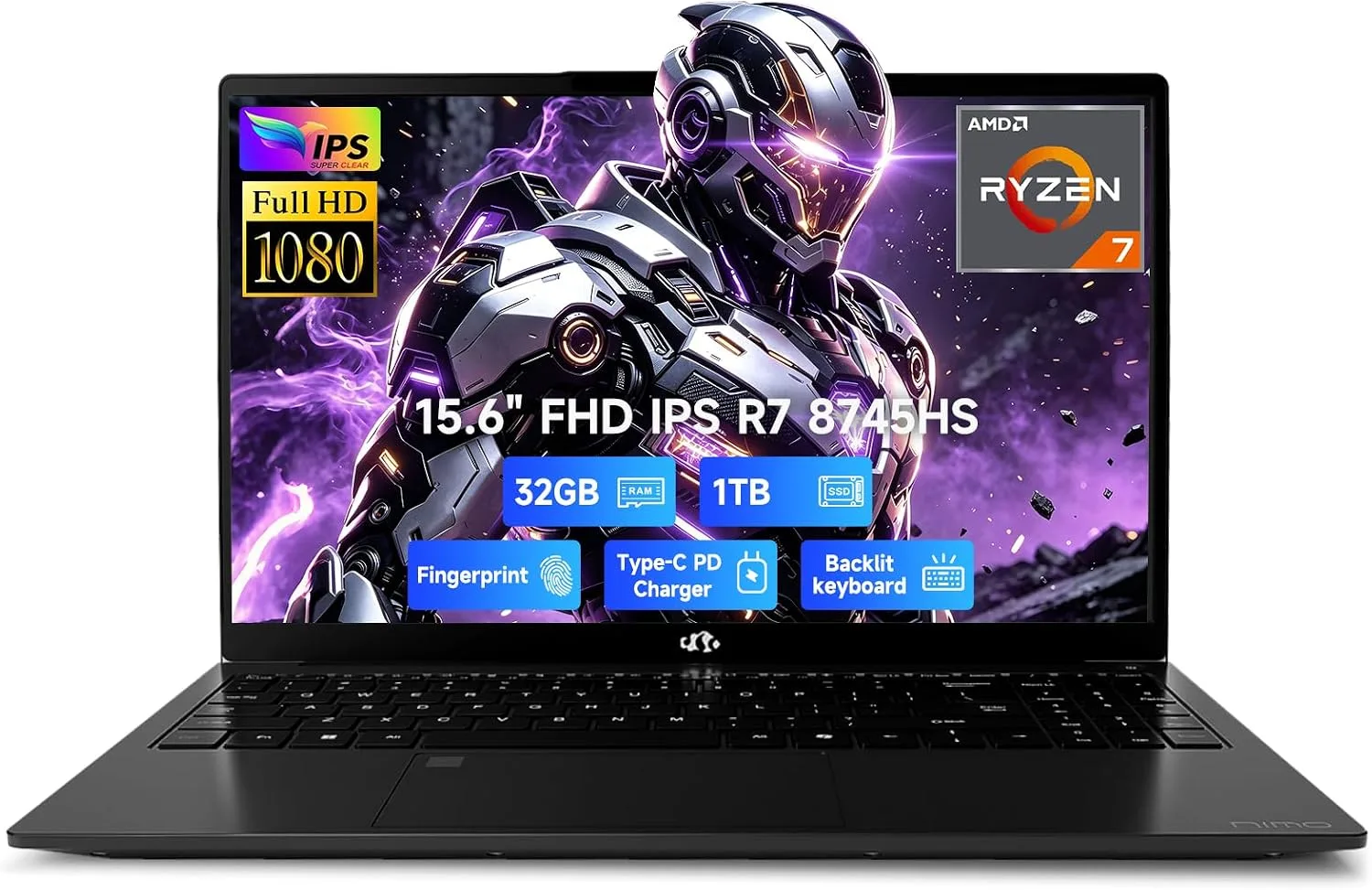 NIMO 15.6" AI Laptop 2026-2027 AMD Ryzen 7 8745HS 32GB DDR5 5600MHz 1TB SSD
