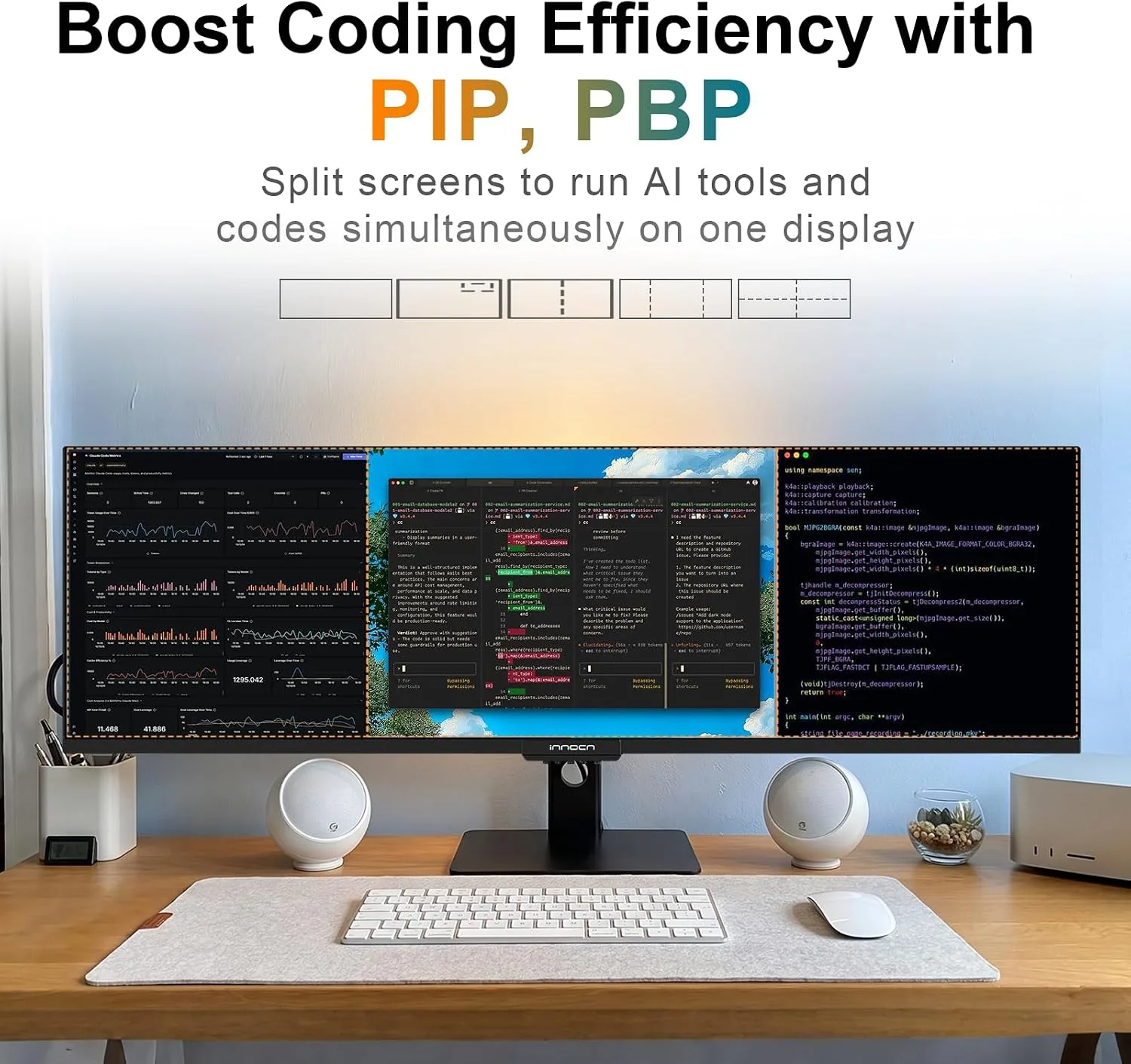 INNOCN 49" Business Flat Ultrawide DQHD 5120 x 1440P 165Hz Computer Monitor