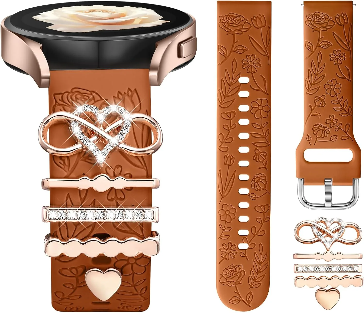 DaQin Flower Engraved Band Compatible with Samsung Galaxy Watch 7 Bands