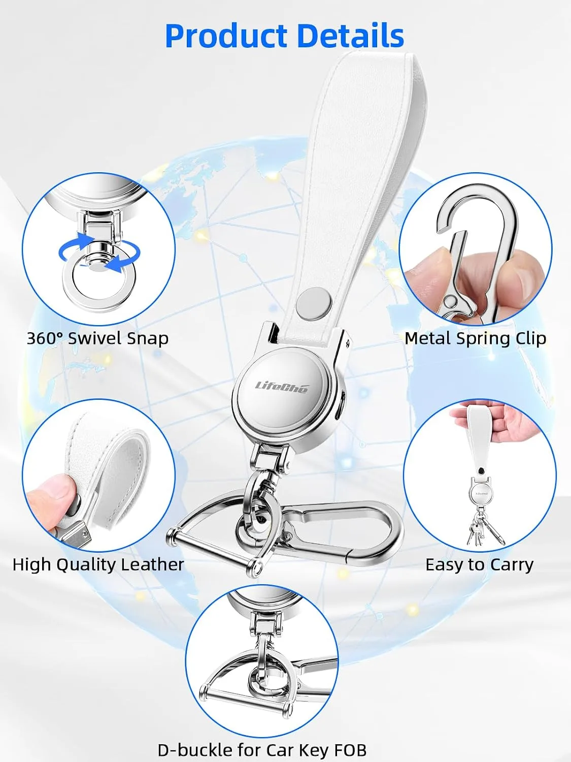 Find My Key Finder, Stainless Steel Keychain, Rechargeable Tracker