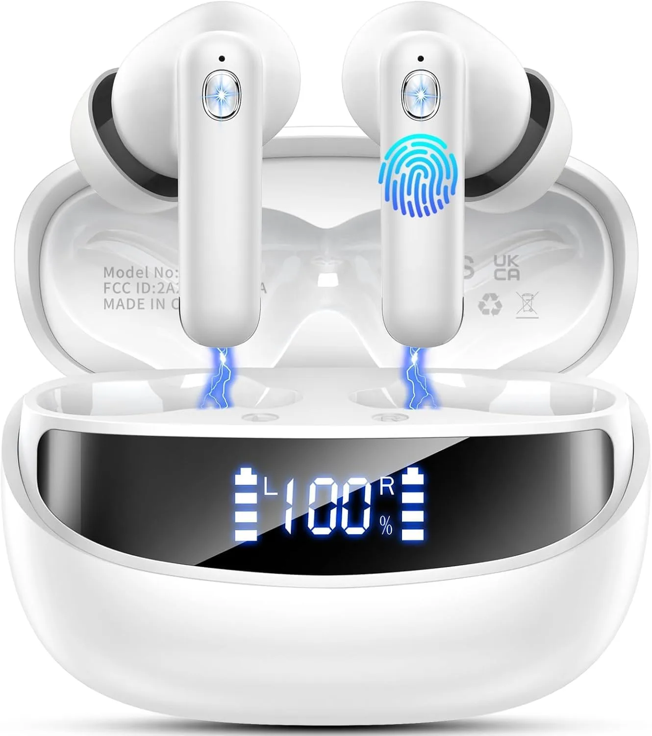 Jxrev Wireless Earbuds, Bluetooth Headphone 5.4, LED Power Display Ear Buds