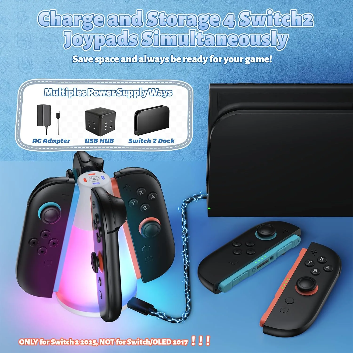 FASTSNAIL Switch 2 Controller Charger for Nintendo Switch 2 for Joy-Con 2