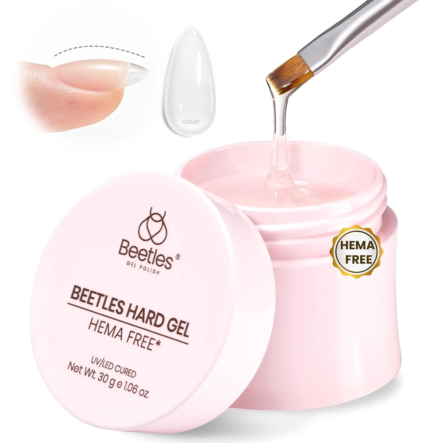 Gel Constructor Transparente Beetles Hard Gel HEMA-Free 30 g 9 en 1