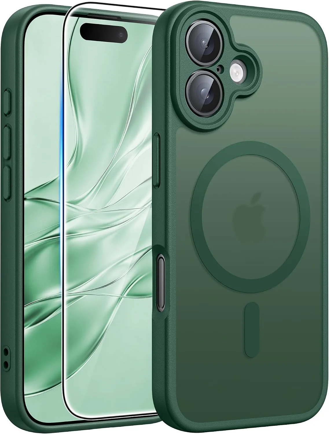 FNTCASE for iPhone 16 Plus Case Fit for MagSafe Green
