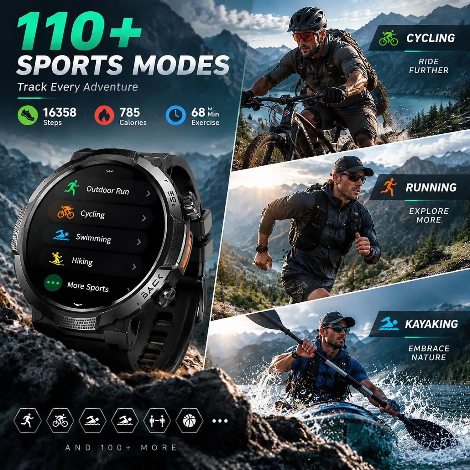 Military Smart Watches for Men (Answer/Make Call), 50+ Day Battery,1.53" HD