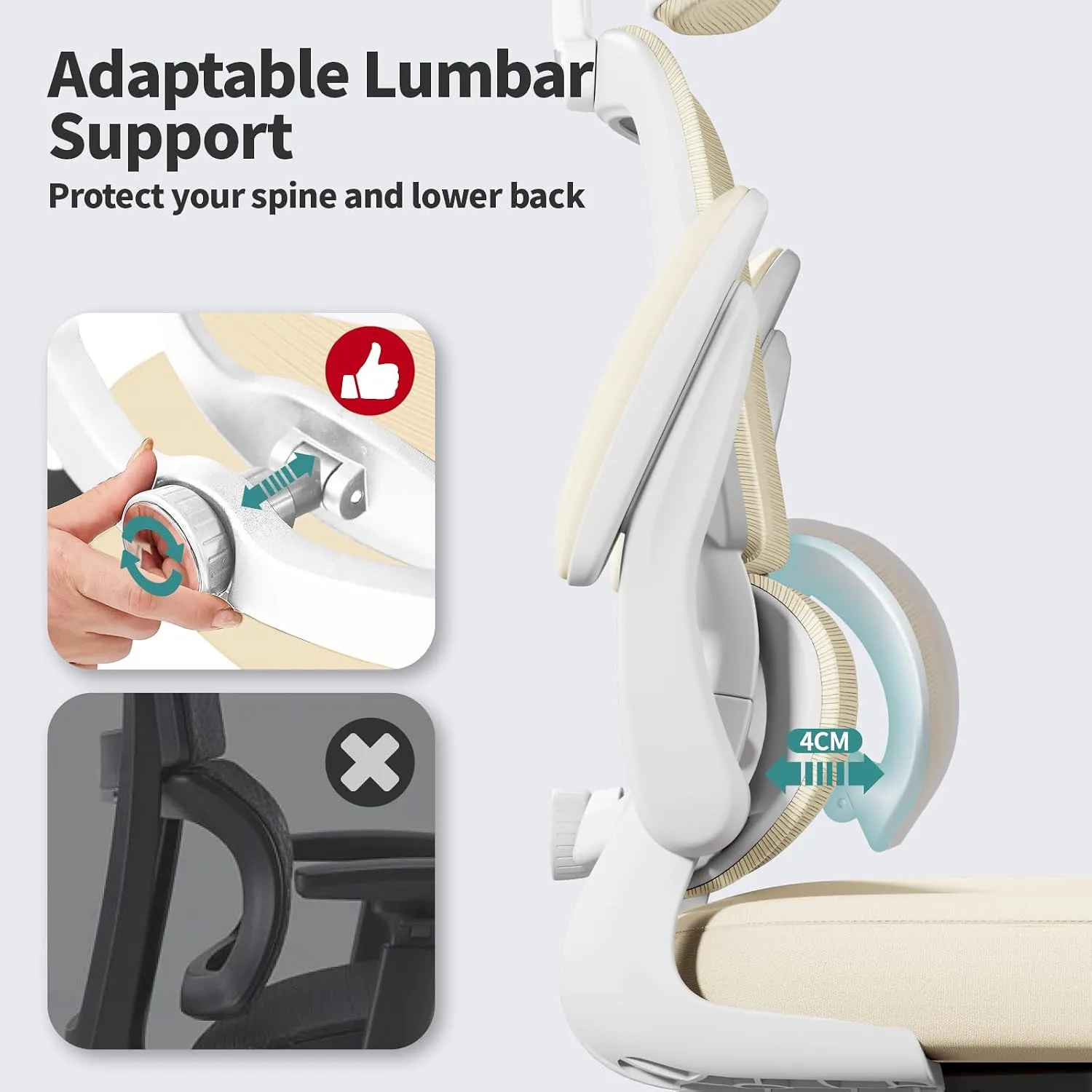 TRALT Office Chair Ergonomic Desk Chair with Lumbar Support Beige, 1