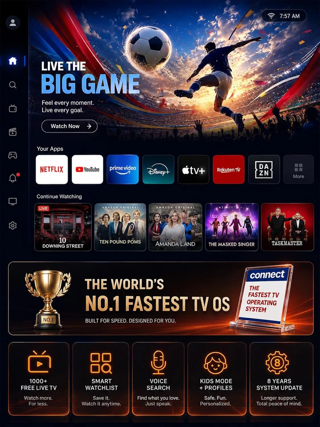 XuanPad [VIDAA Live TV & 6000 ANSI & Now with Netflix] 4K Smart Projector with WiFi and Bluetooth, AI Voice Control, XuanPad White Portable Outdoor Movie Projector 4k, 42W Dolby Audio, Auto Focus & Ke