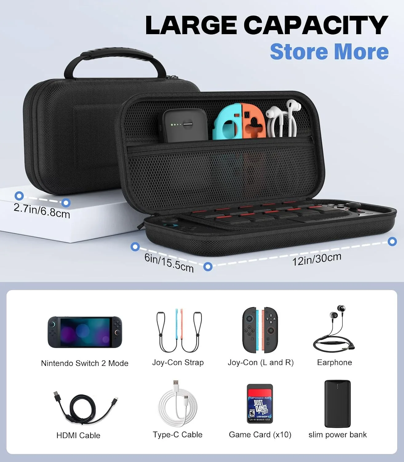 MoKo Carrying Case for Nintendo Switch 2 2025 Holds 10 Cartridges w/Pockets