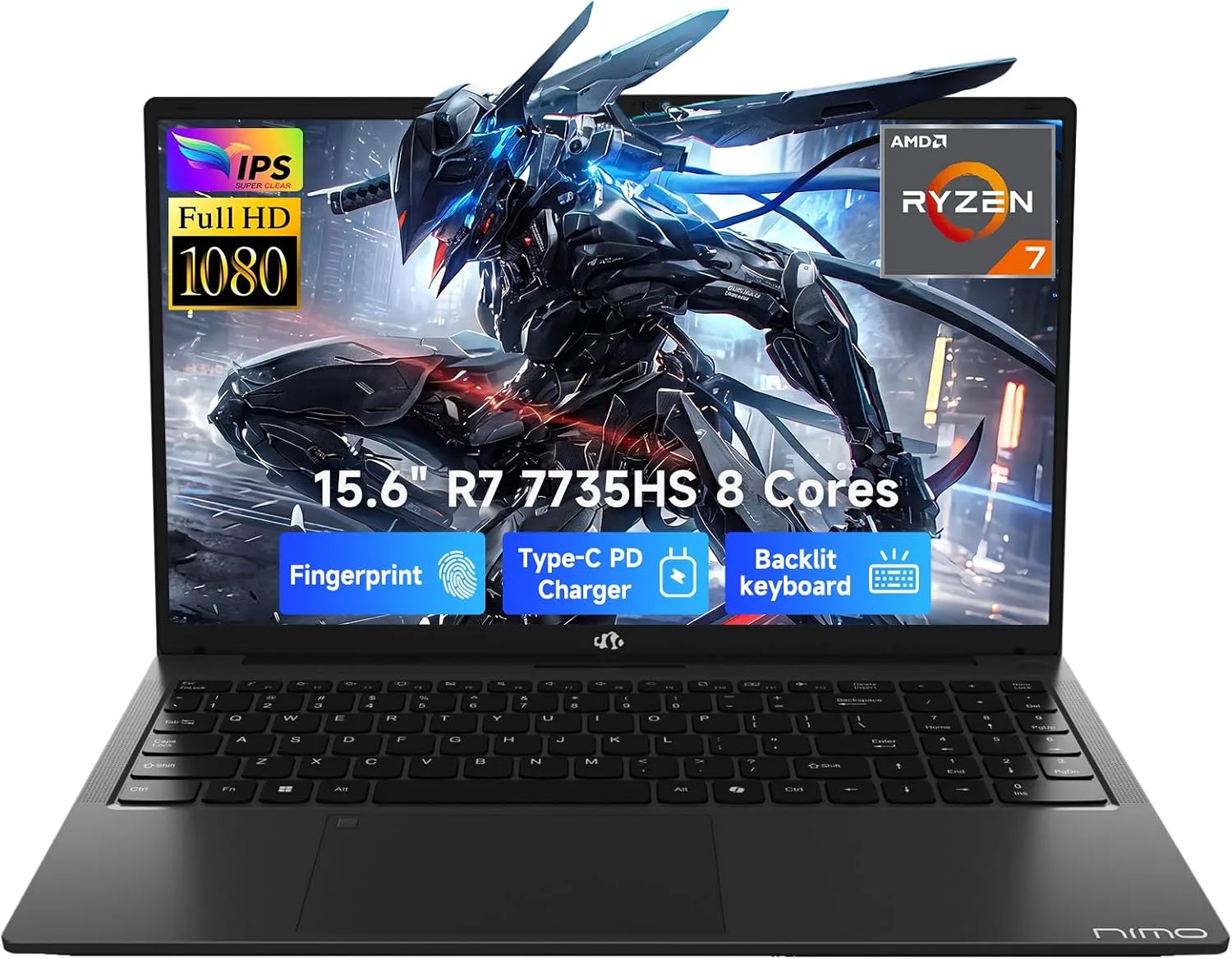 NIMO 15.6" AI Light Gaming Laptop 2026| AMD Ryzen 7 7735HS 32GB RAM 1TB SSD