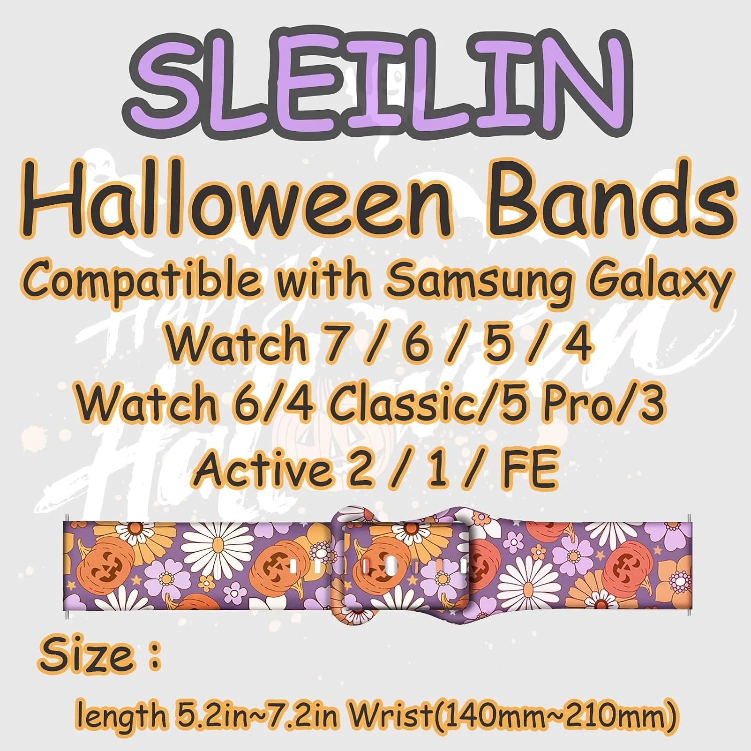 Christmas Halloween Bands Compatible with Samsung Galaxy Watch 7 Band 6 5 4 Active 2 FE 40mm 44mm/Watch 6/4 Classic/5 Pro/3, 20mm Holiday Replacement Strap Band for Samsung Watch Bands Women