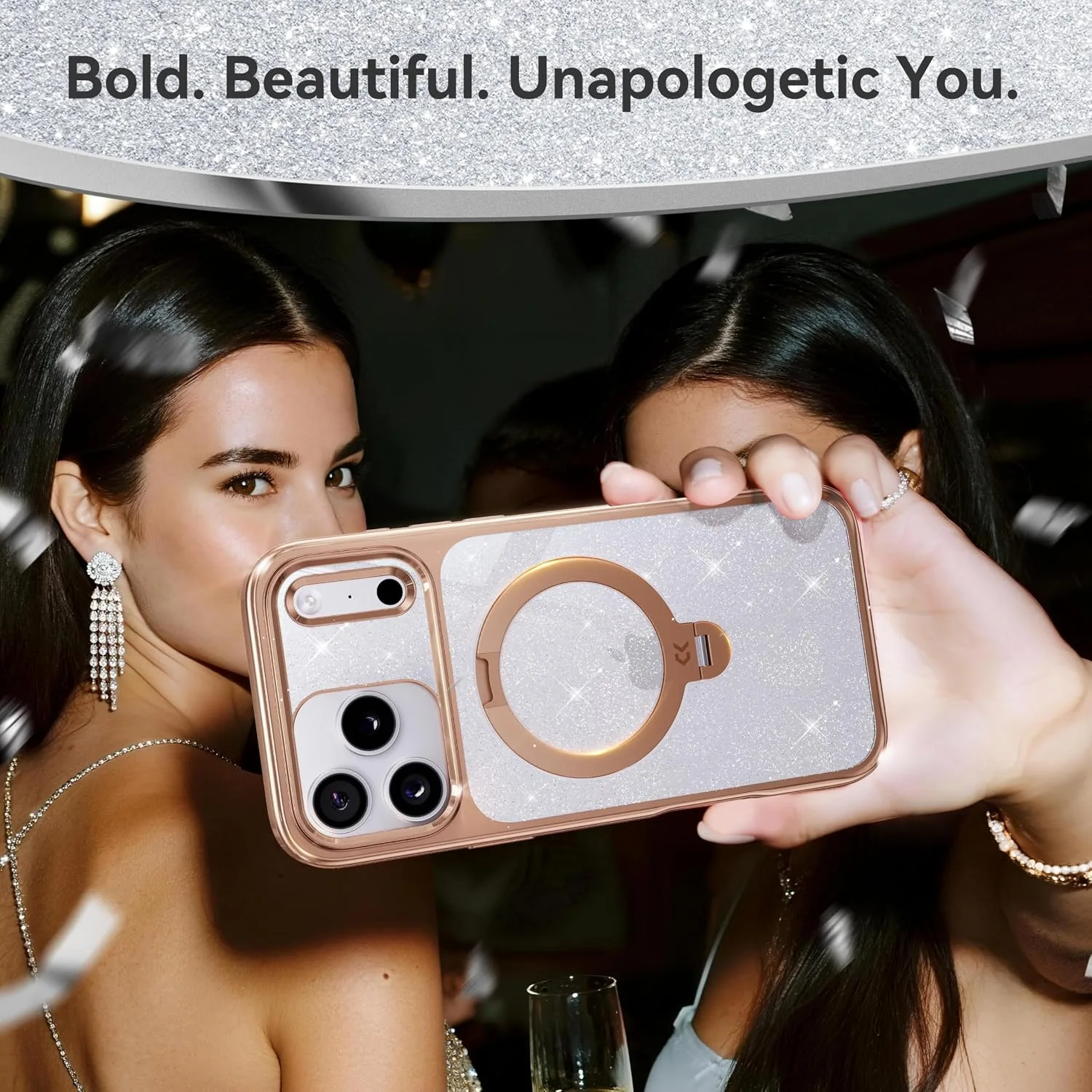 CASEKOO Rose Gold Sparkle for iPhone 18 Pro / 17 Pro Case