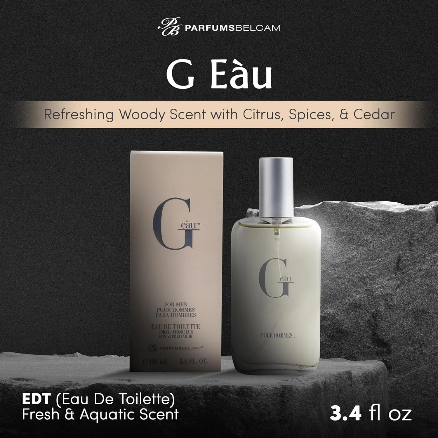Belcam Beauty G Eau de Toilette Cologne for Men, 3.4 Fl Oz, Pack of 2