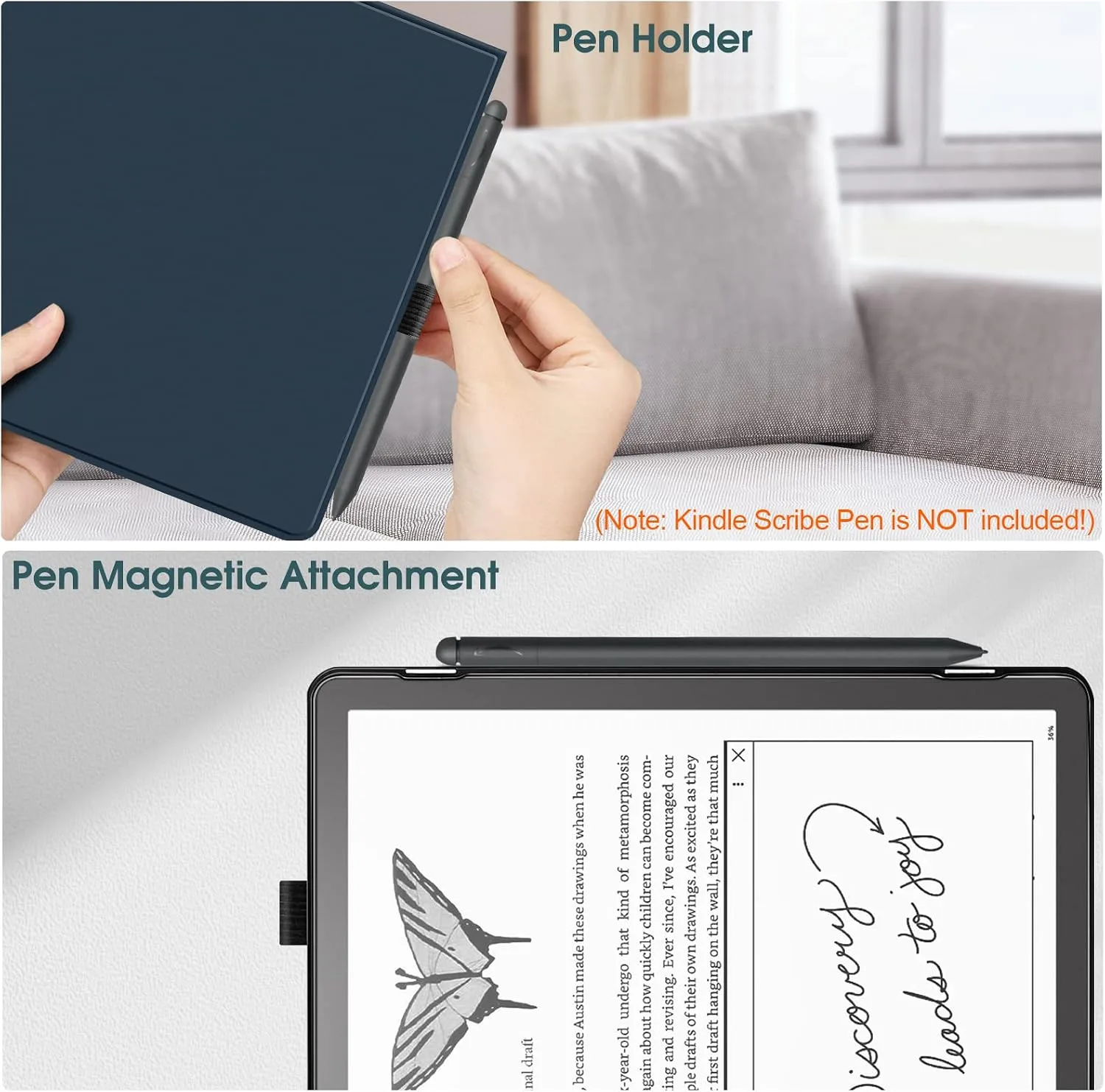 Fintie Slimshell Case for 10.2" Kindle Scribe 2024/2022, Navy