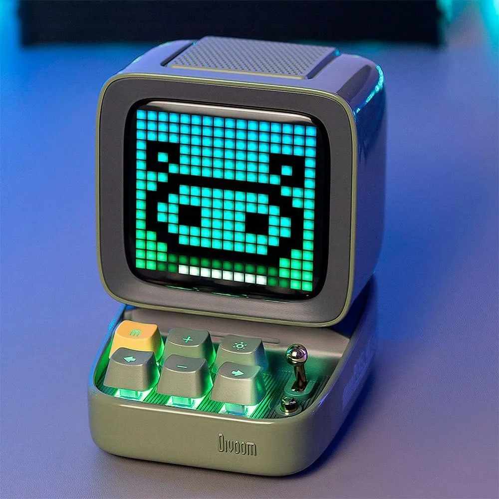 Divoom Ditoo Retro Pixel Art 15W Bluetooth Speaker,Cute Speaker with Alarm, White Noise & Mini Games,Iconic Desk Setup Speaker with 16X16 LED App Controlled Front Screen,Gifts for Anyone (Green)