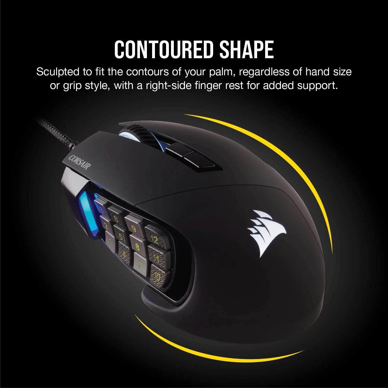 Corsair Scimitar RGB Elite Wired MMO MOBA PC Gaming Mouse – Black