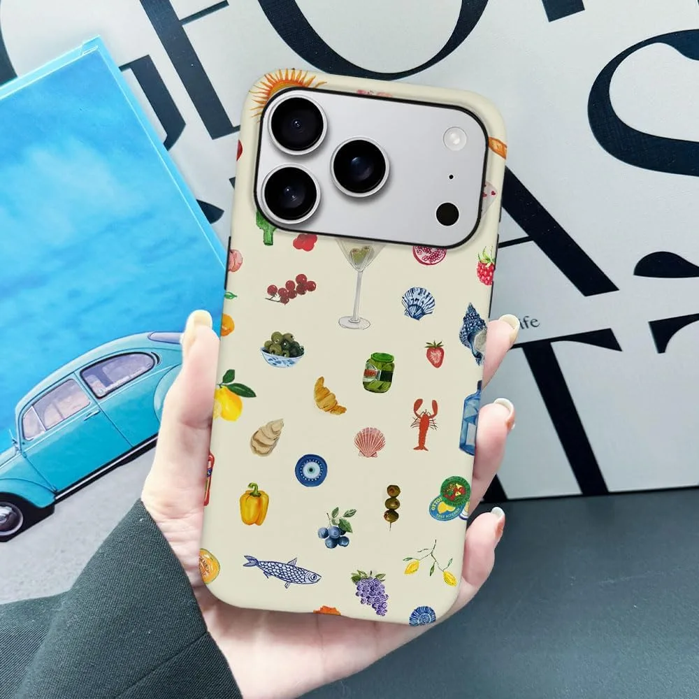 Case Compatible with iPhone 18 Pro/iPhone 17 Pro,Fall Prevention Hybrid 2-Layer Hard Shell Phone Cover for Girls Boys,Aesthetic Fruit Lily Flower Fish
