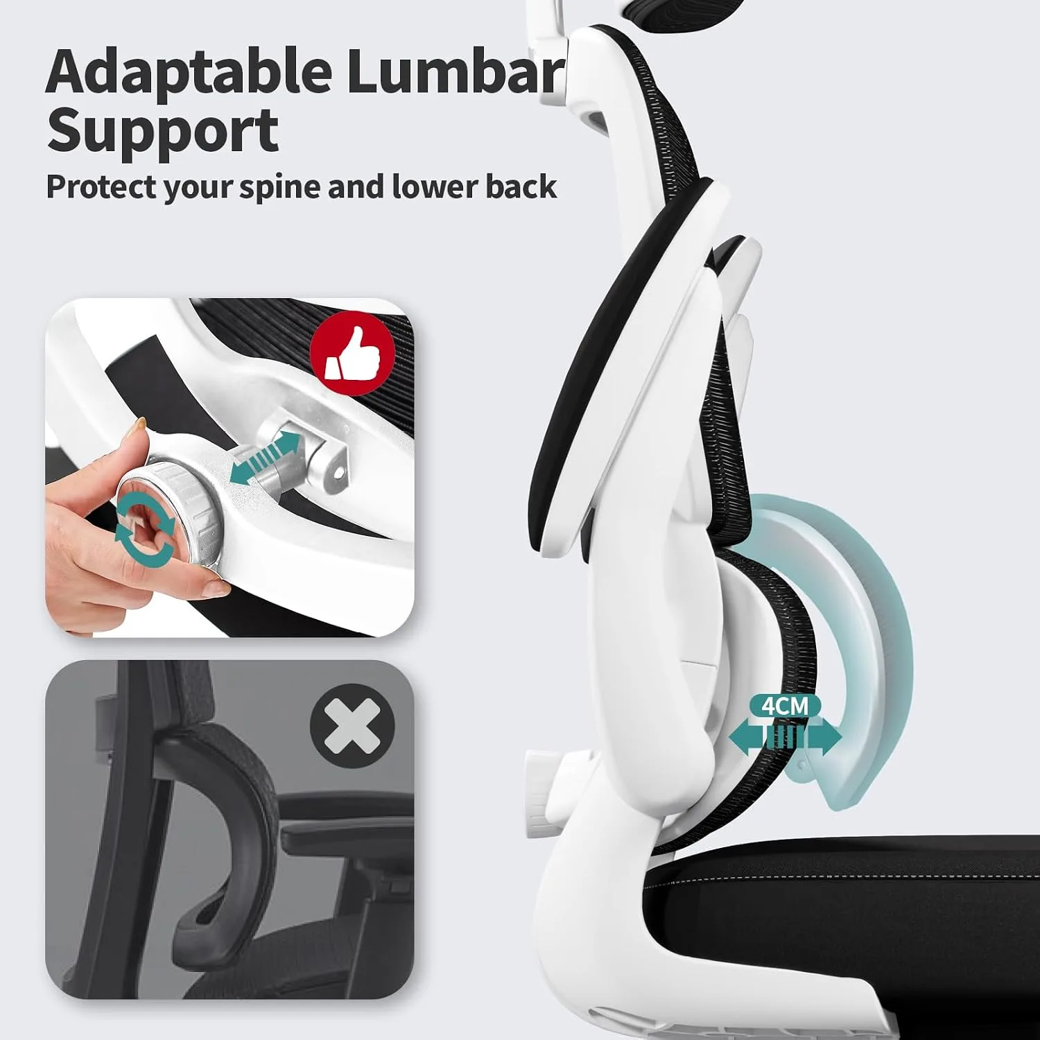 TRALT Office Chair Ergonomic Desk Chair with Lumbar Support Black White, 1