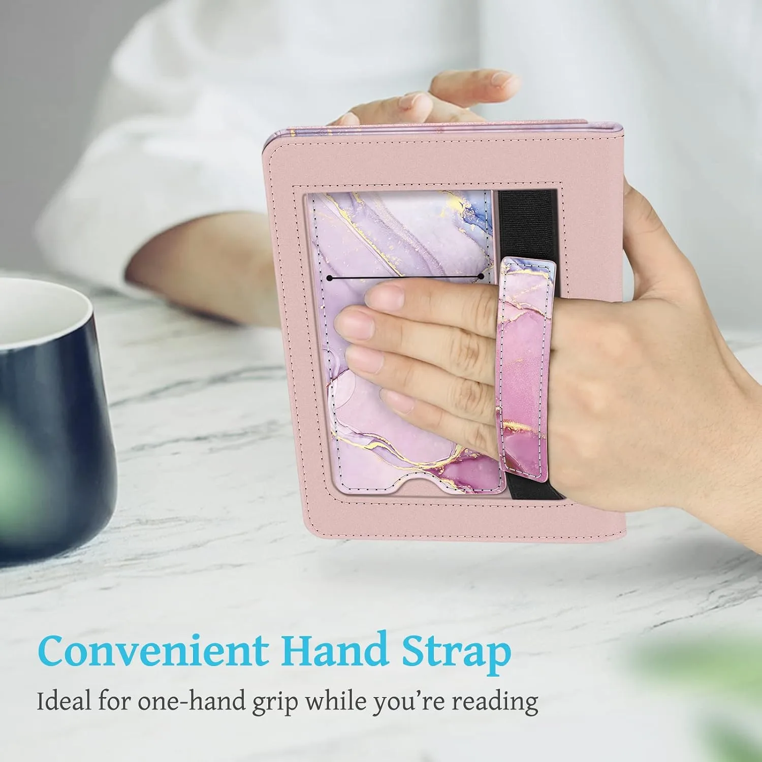 Fintie Stand Case for 6" Kindle 11th Generation 2024/2022,Glittering Marble