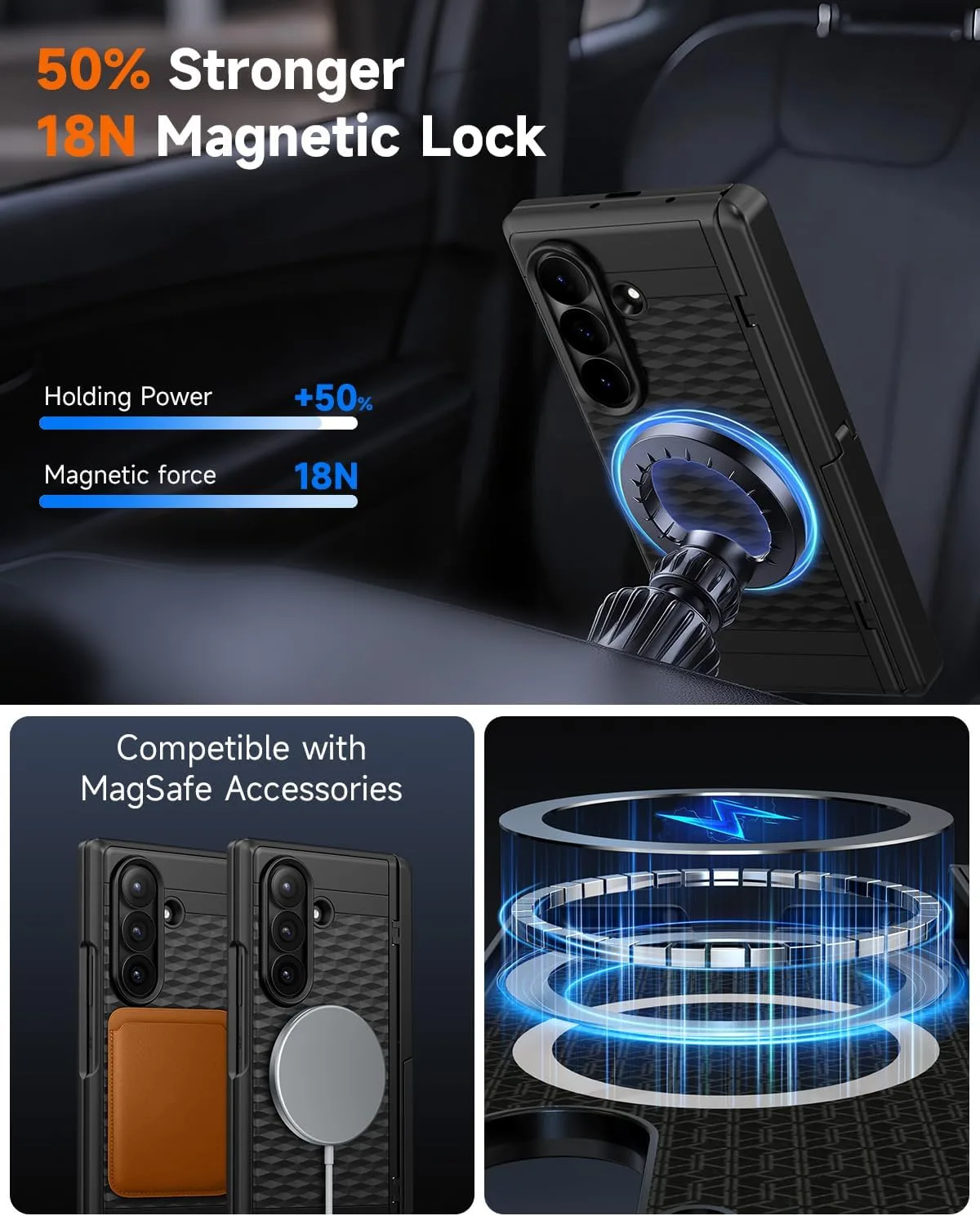 seacosmo for Samsung Galaxy Z Fold 8 Ultra Case with Stand Shockproof Black