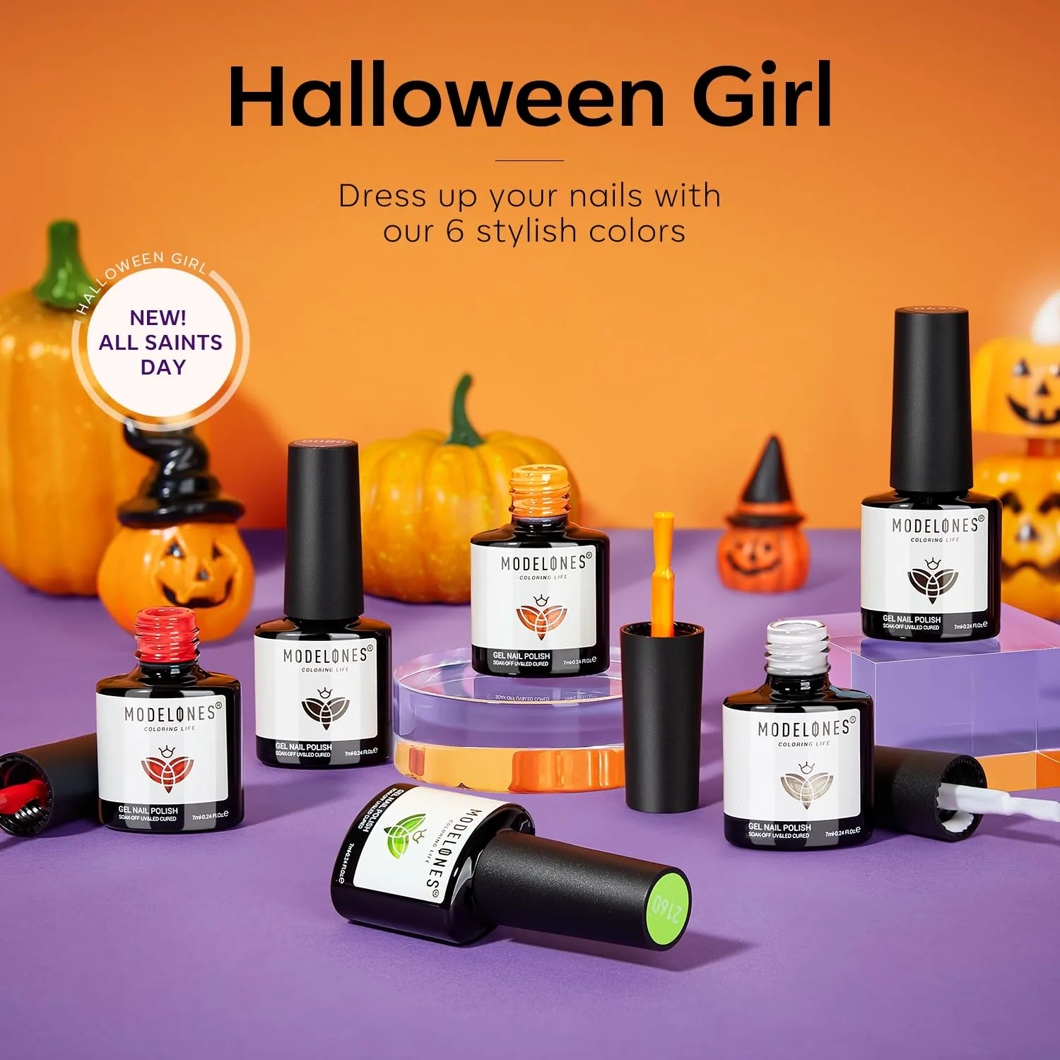 modelones Gel Nail Polish Set Neon 6Colors Red Green Purple Halloween