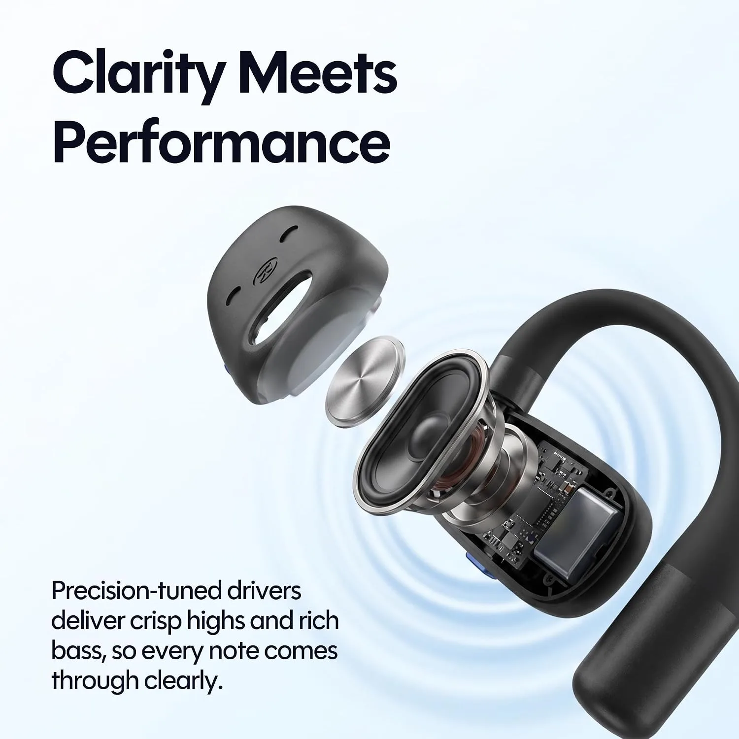 Raycon Everyday Open Ear Earbuds, Dual Mic, 40H, Black