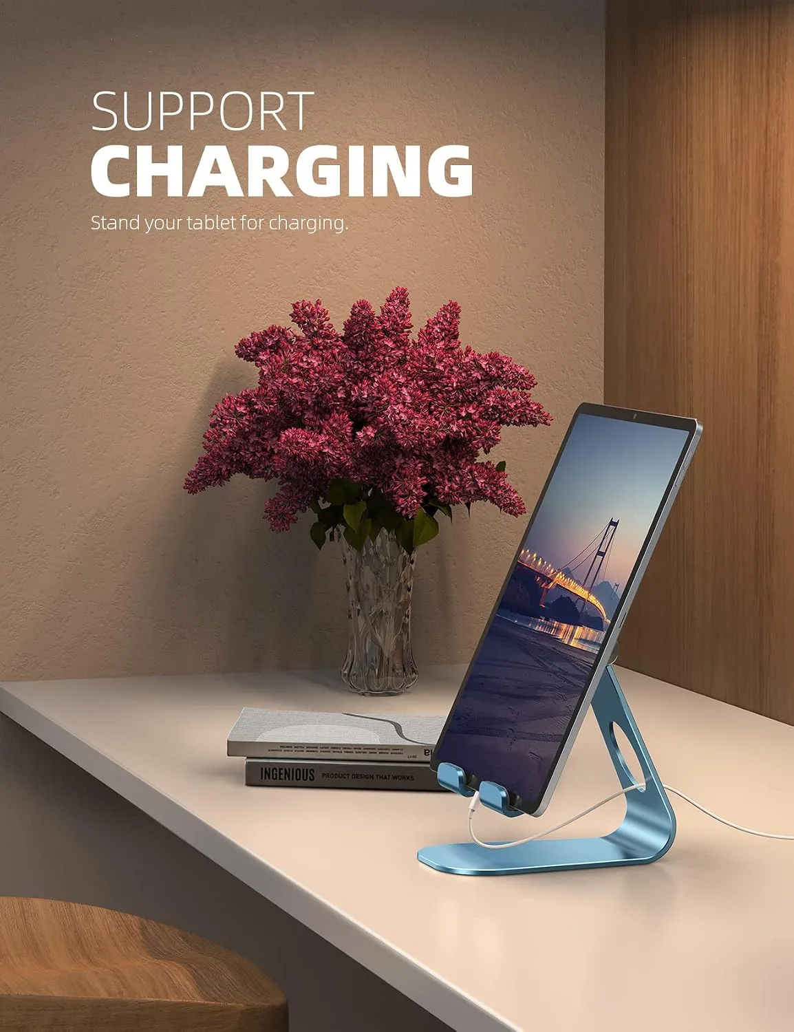 Lamicall iPad Stand Adjustable Tablet Holder, Sturdy Aluminum, Multi-Angle