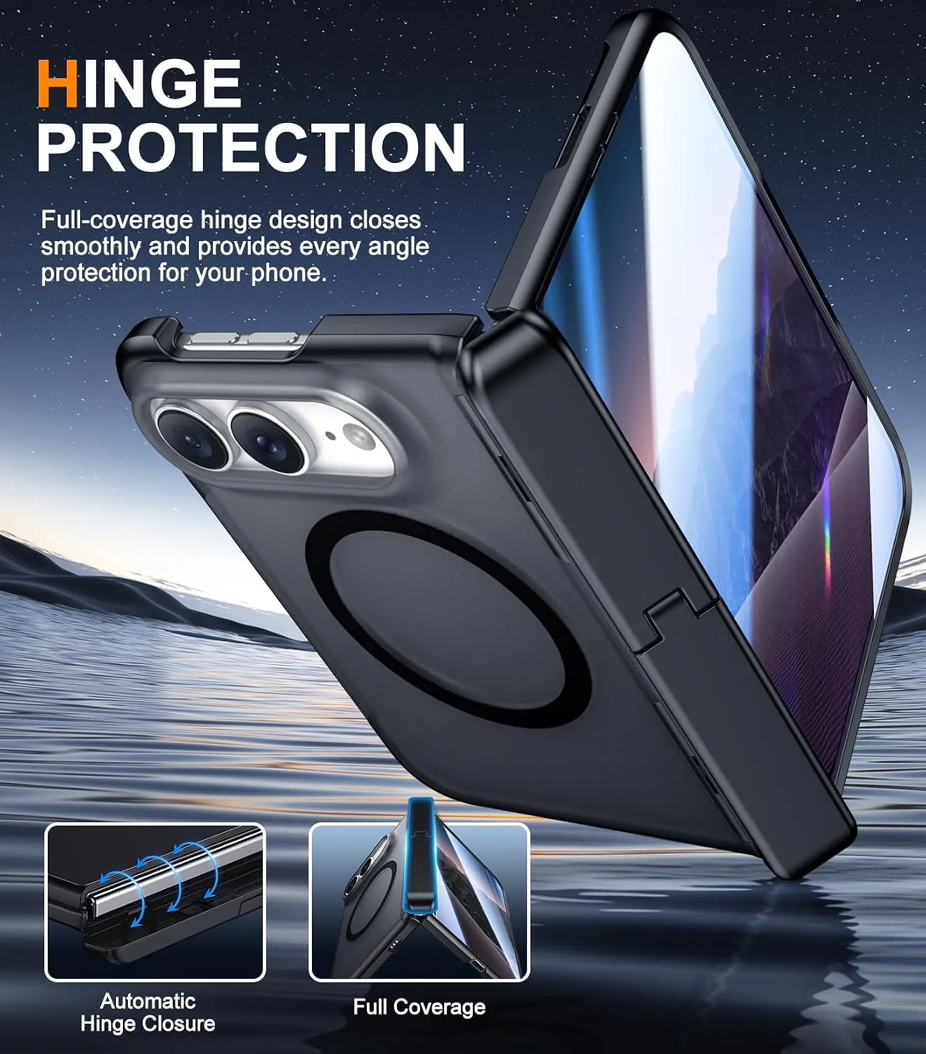 SPIDERCASE Magnetic for iPhone Duo Case, with Stand,Black