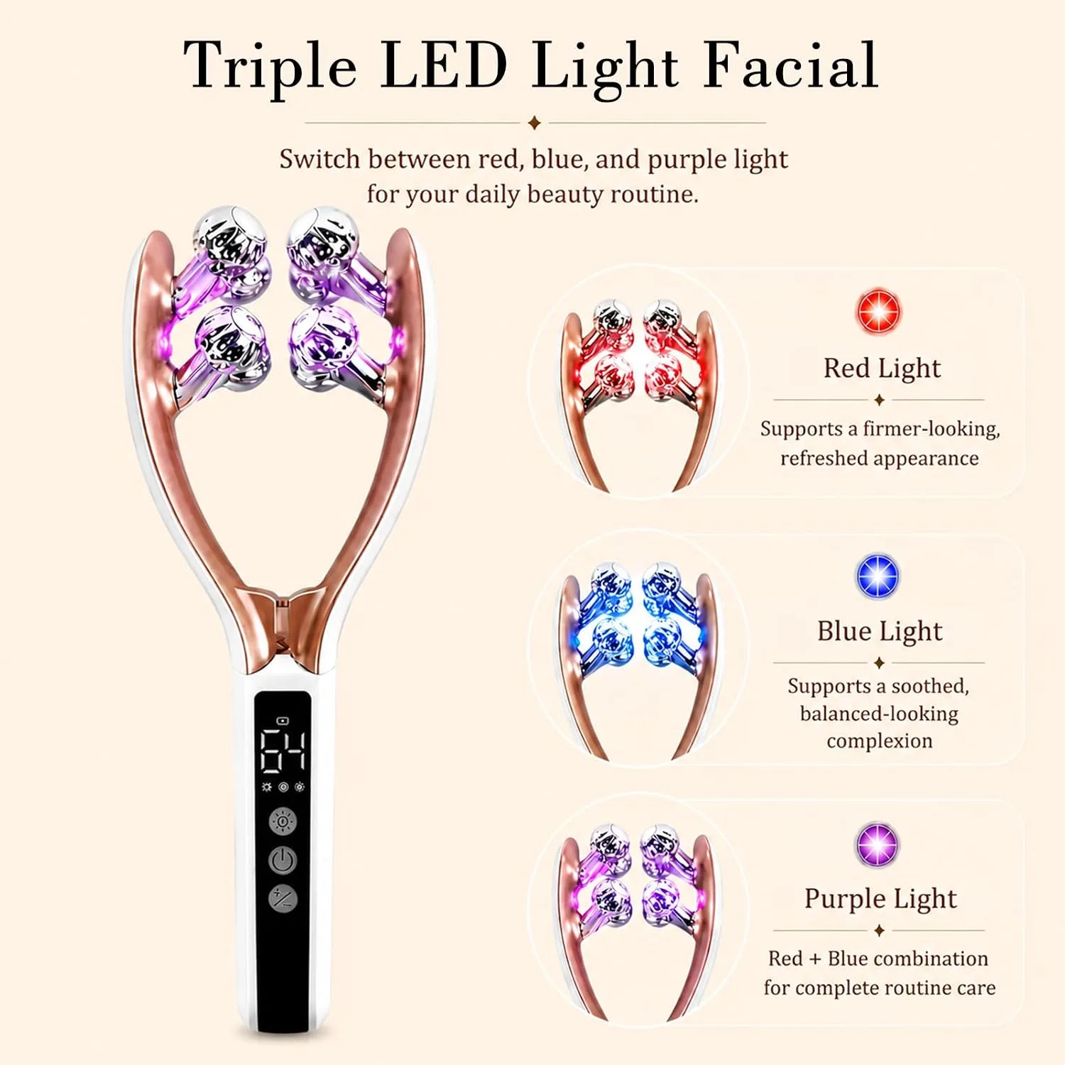 Face Massager Tool Microcurrent Device: Facial Sculpting Lymphatic Drainage Massager with Light Therapy for Enhanced Lift & Tighten.（White）