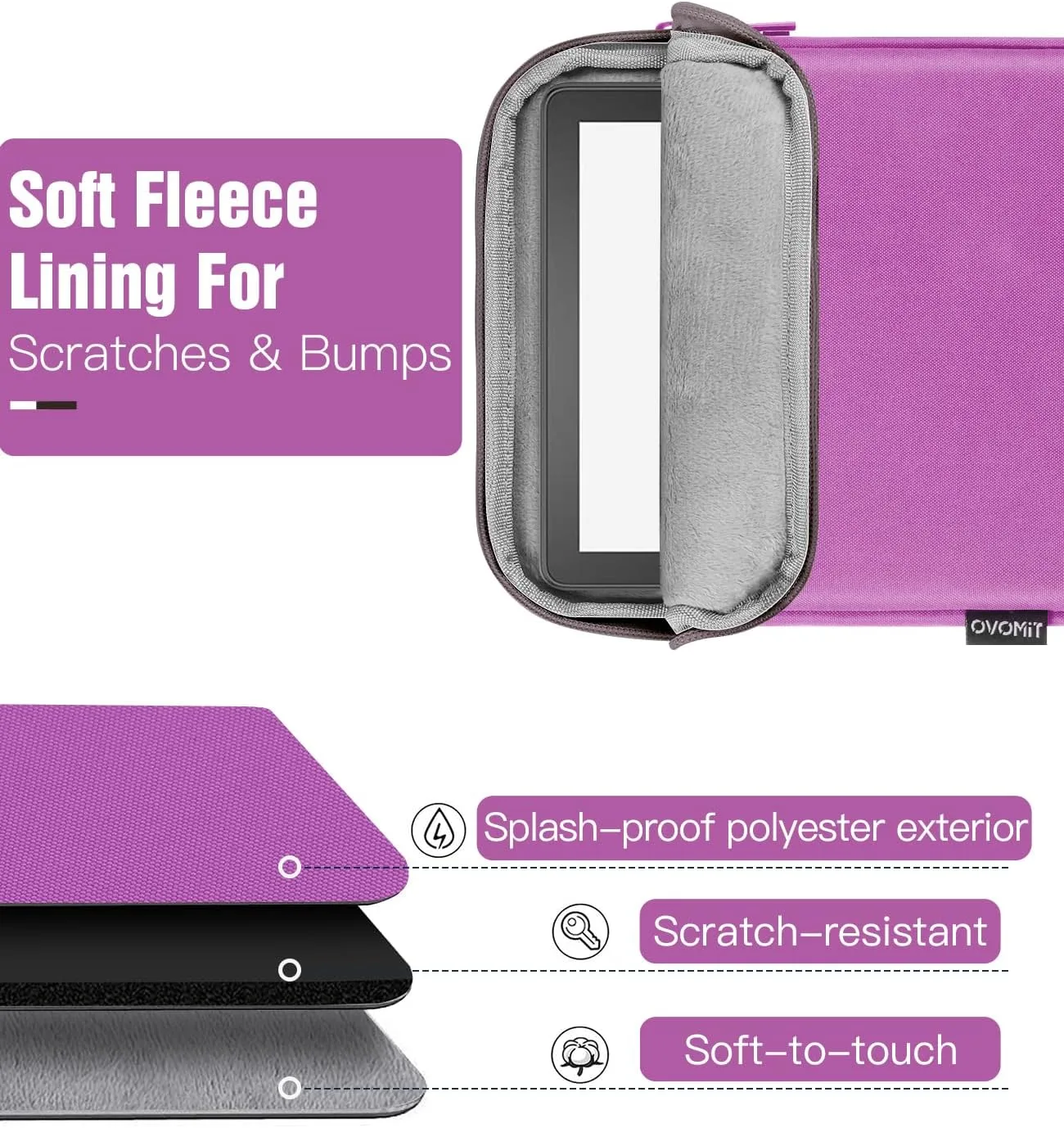 TiMOVO 6-7 Inch Sleeve Case for eReader,Purple