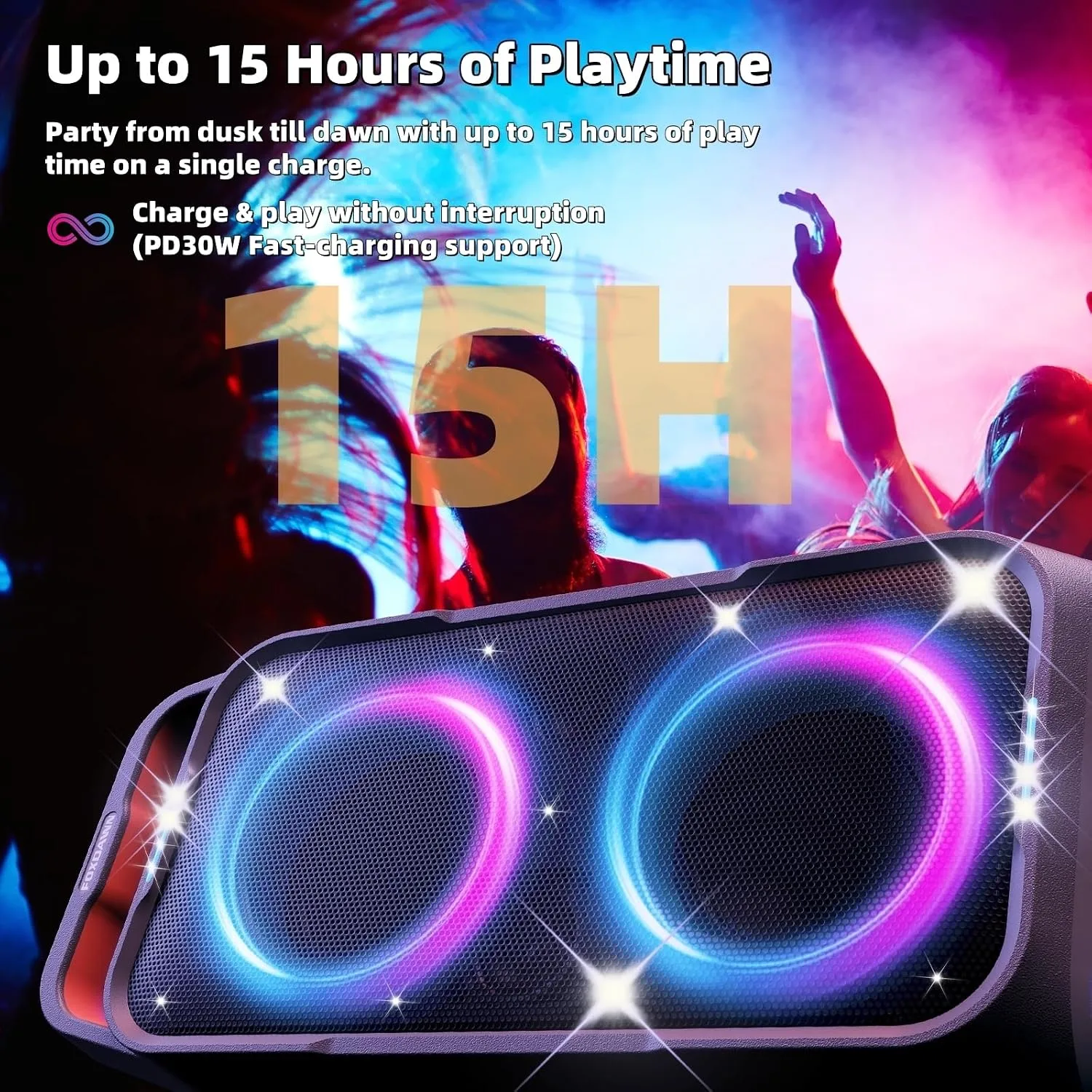 Foxdawn Party Bluetooth Speaker: 240W Peak Loud Sound with Deep Bass