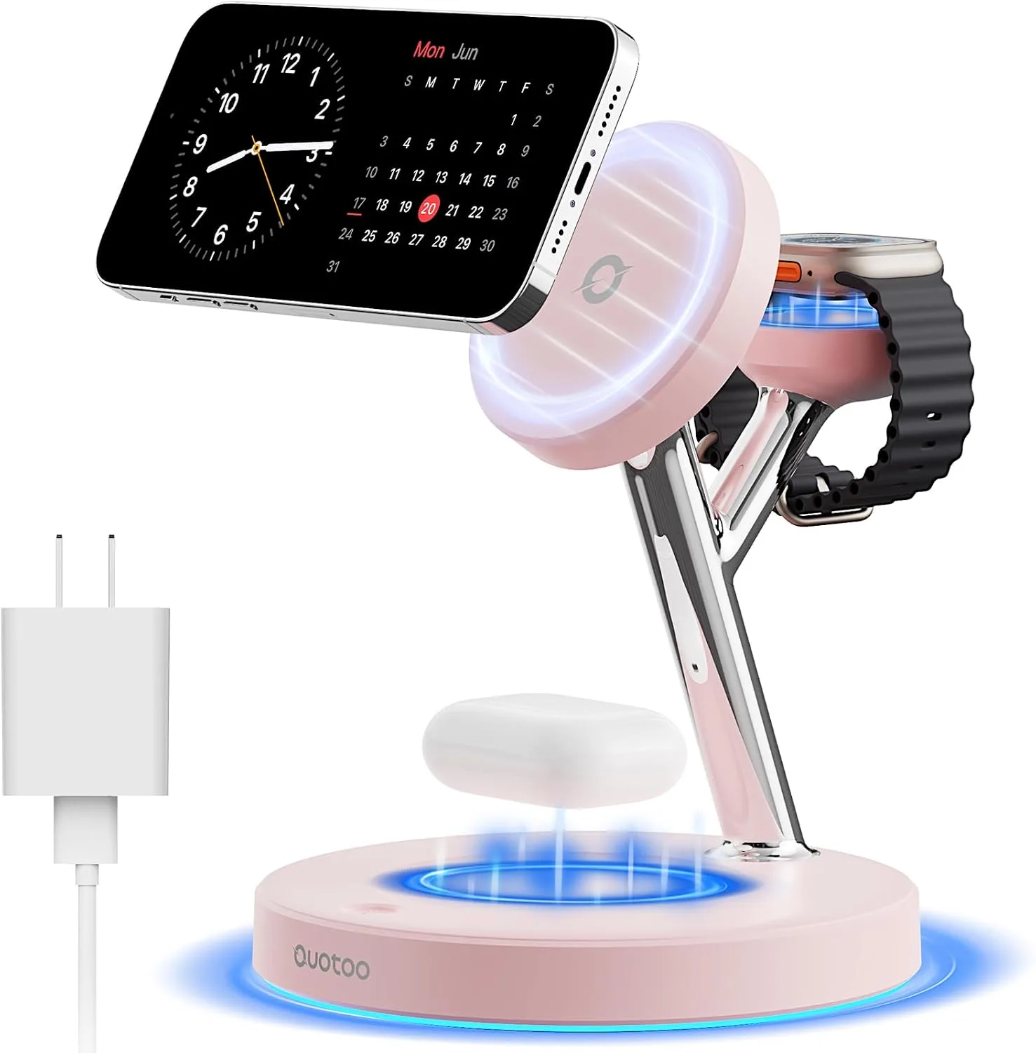 Cargador inalámbrico 3 en 1 MagSafe Ouotoo para iPhone Apple Watch AirPods