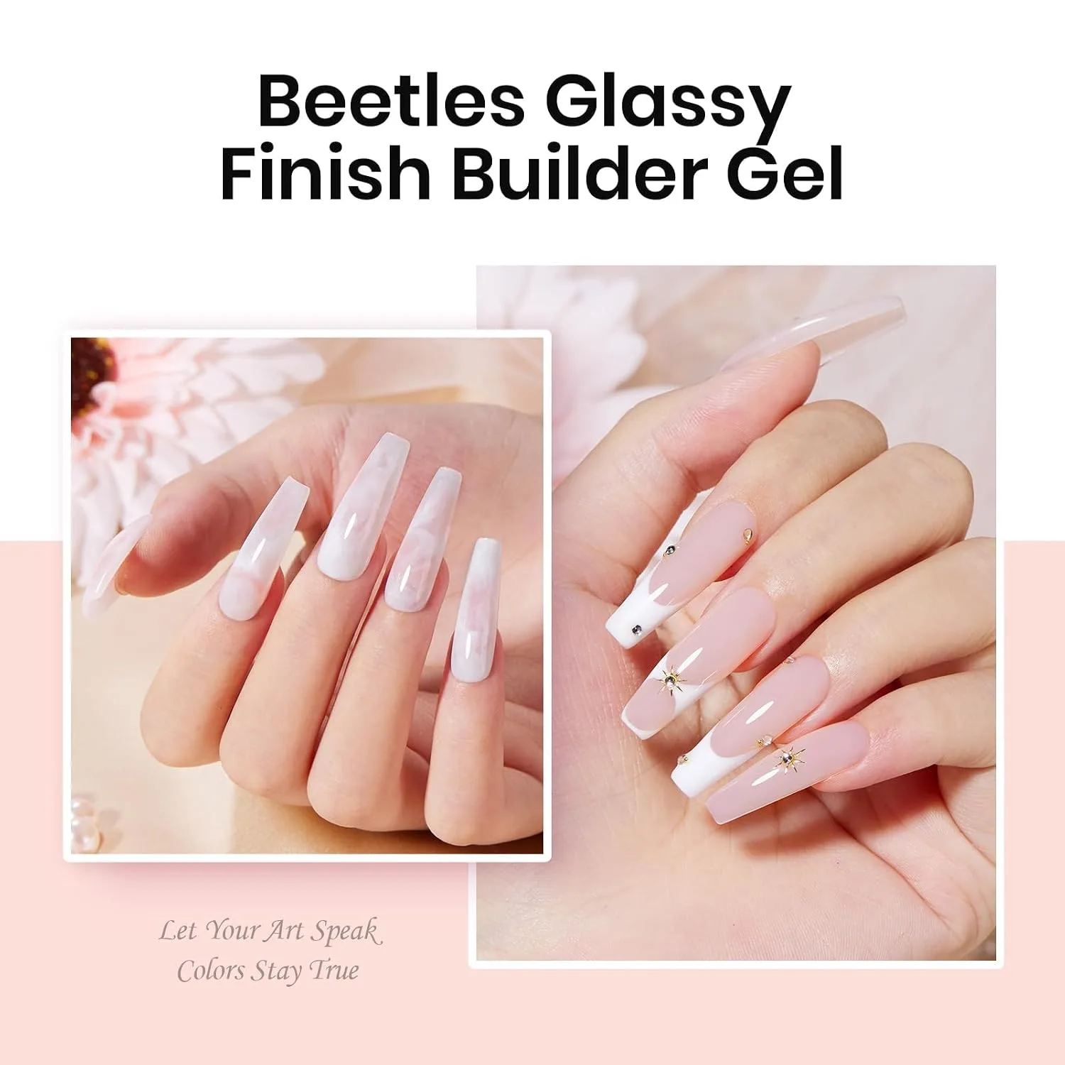 Beetles Hard Gel for Nails Kit,3 Colors Clear Nude Jelly White Sculpted Gel