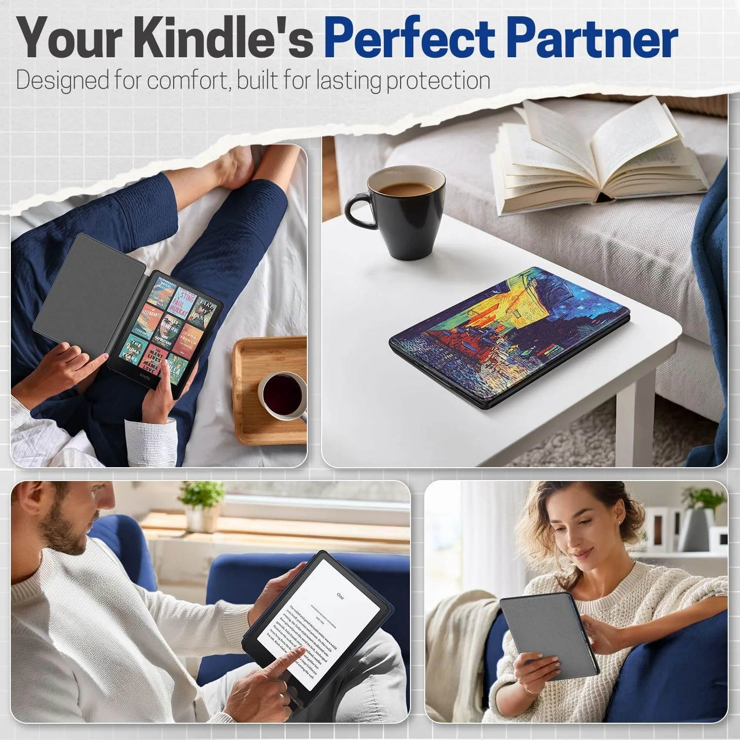 TNP Kindle Paperwhite 12th Gen Case, Colorsoft 7-Inch Cover, Cafe at Night